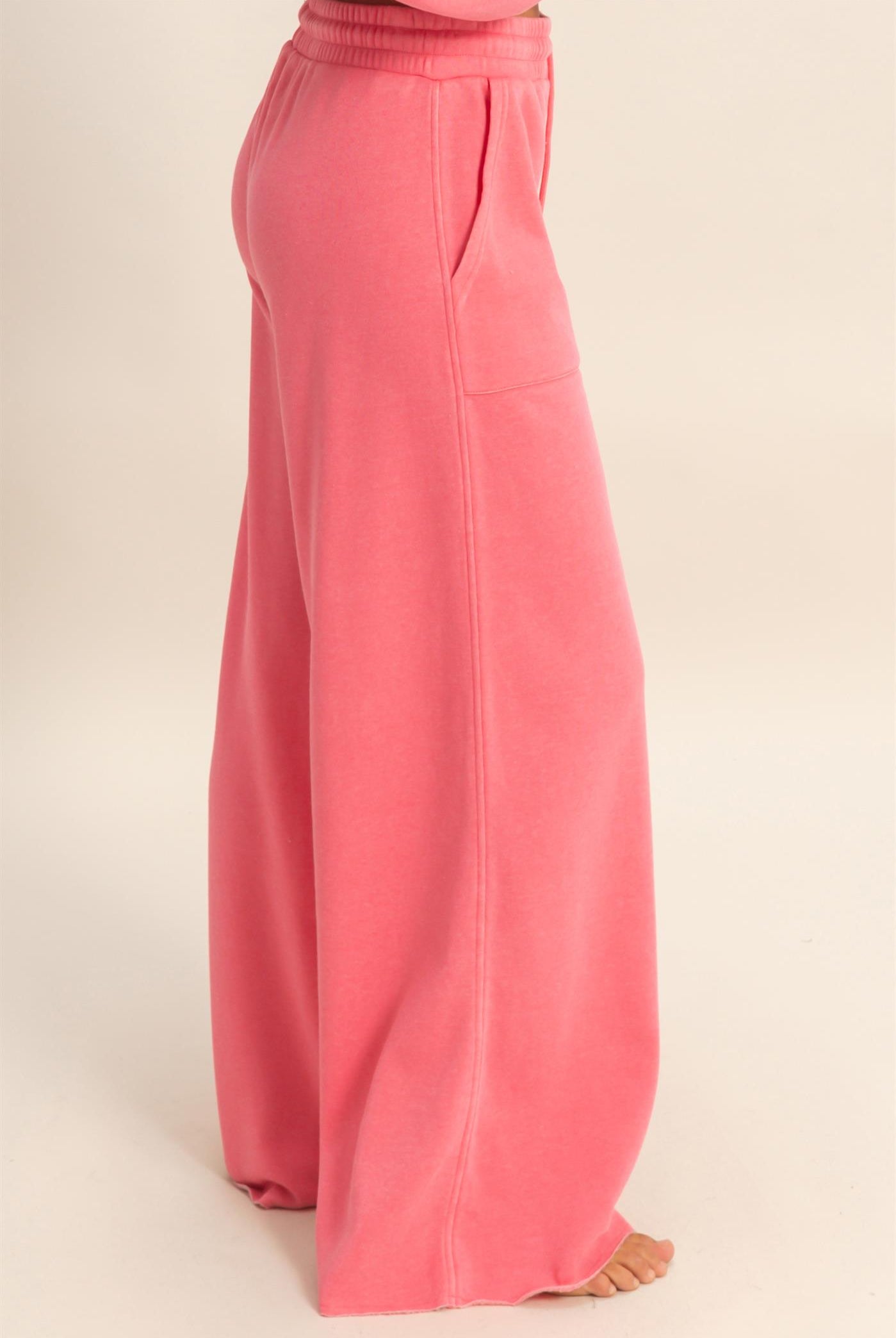 Wholesale Burnout French Terry Wide-Leg Pants Pants DZ26A259 TAFFY PINK DOUBLE ZERO