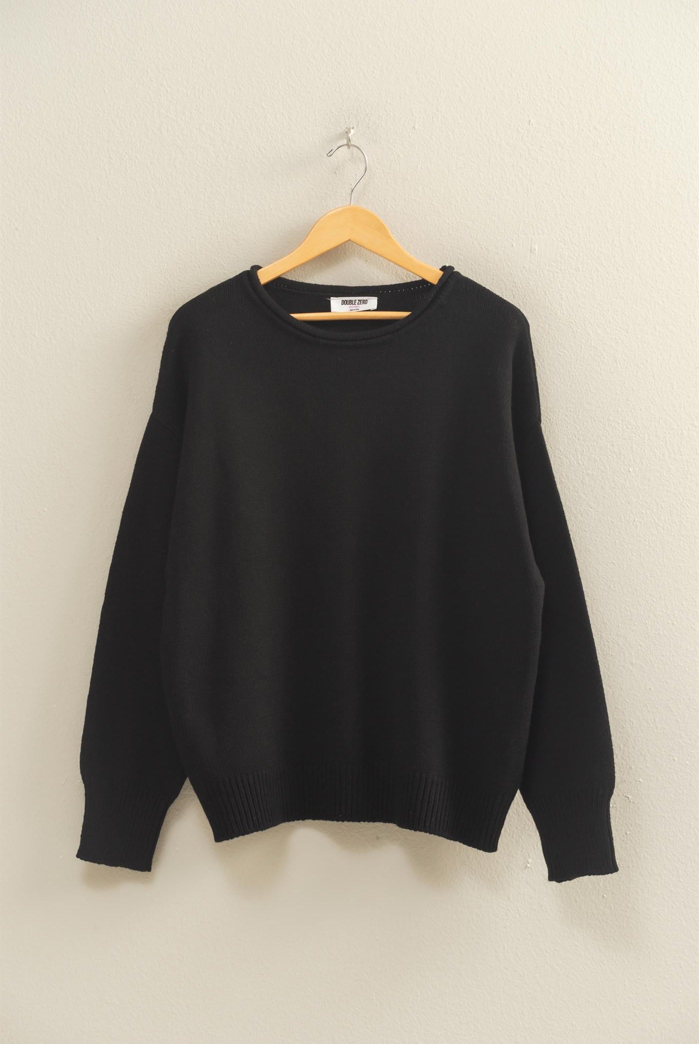 Wholesale Oversized Rolll Neck Knit Sweater Sweaters DZ25E908 BLACK DOUBLE ZERO
