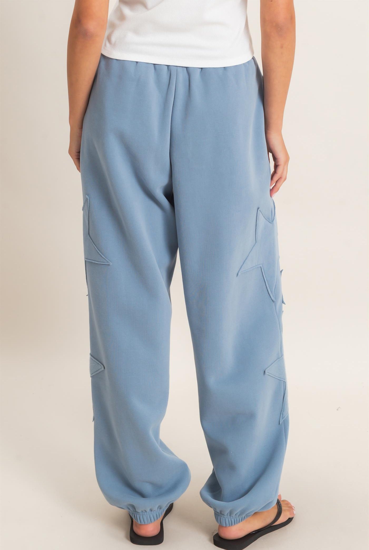 Wholesale Star Patch Jogger Pants Joggers DZ26E889 DUSTY BLUE DOUBLE ZERO