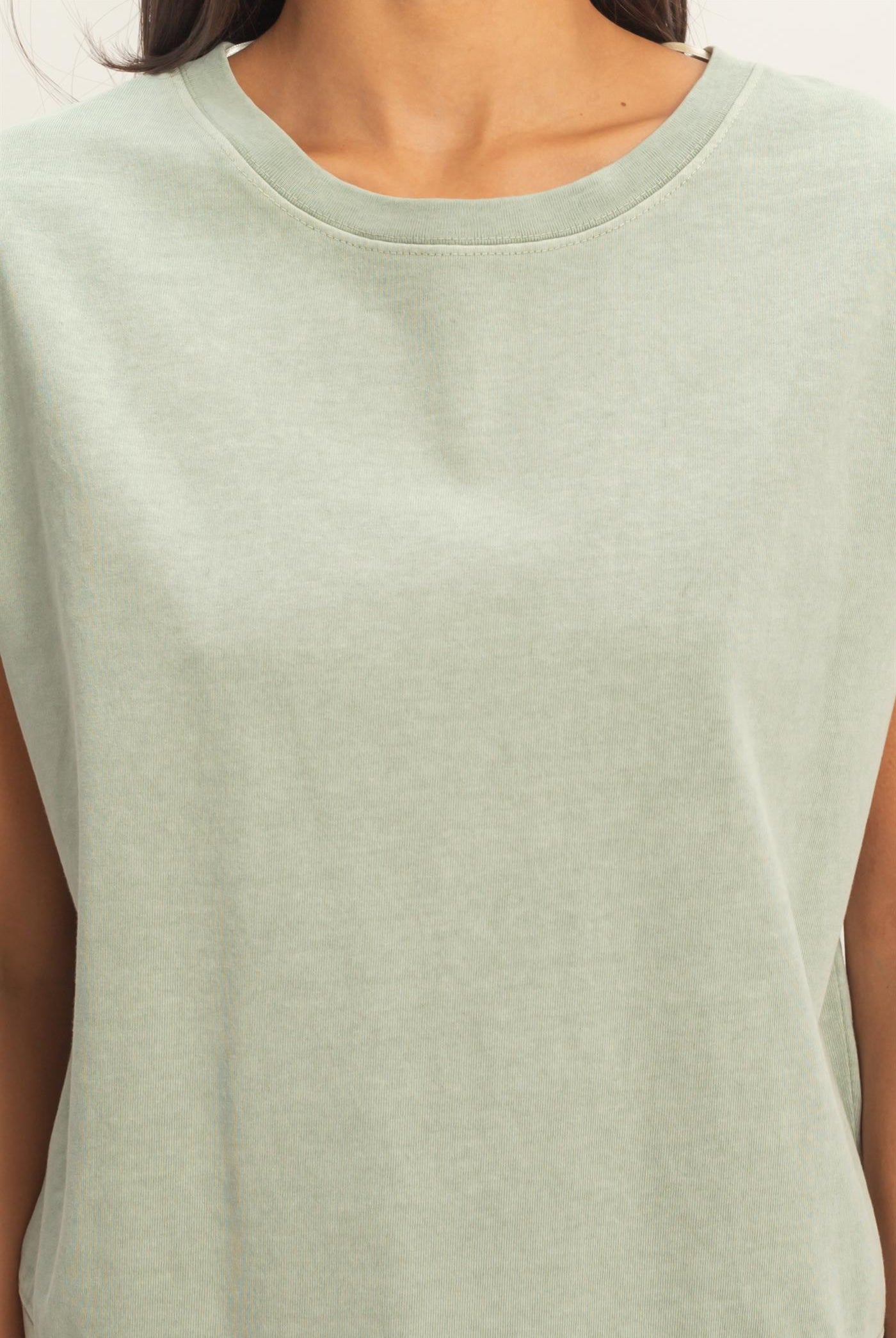 Wholesale Sleeveless Crew Neck Top and Shorts Set Clothing DZ26A028-SET SAGE GREEN DOUBLE ZERO