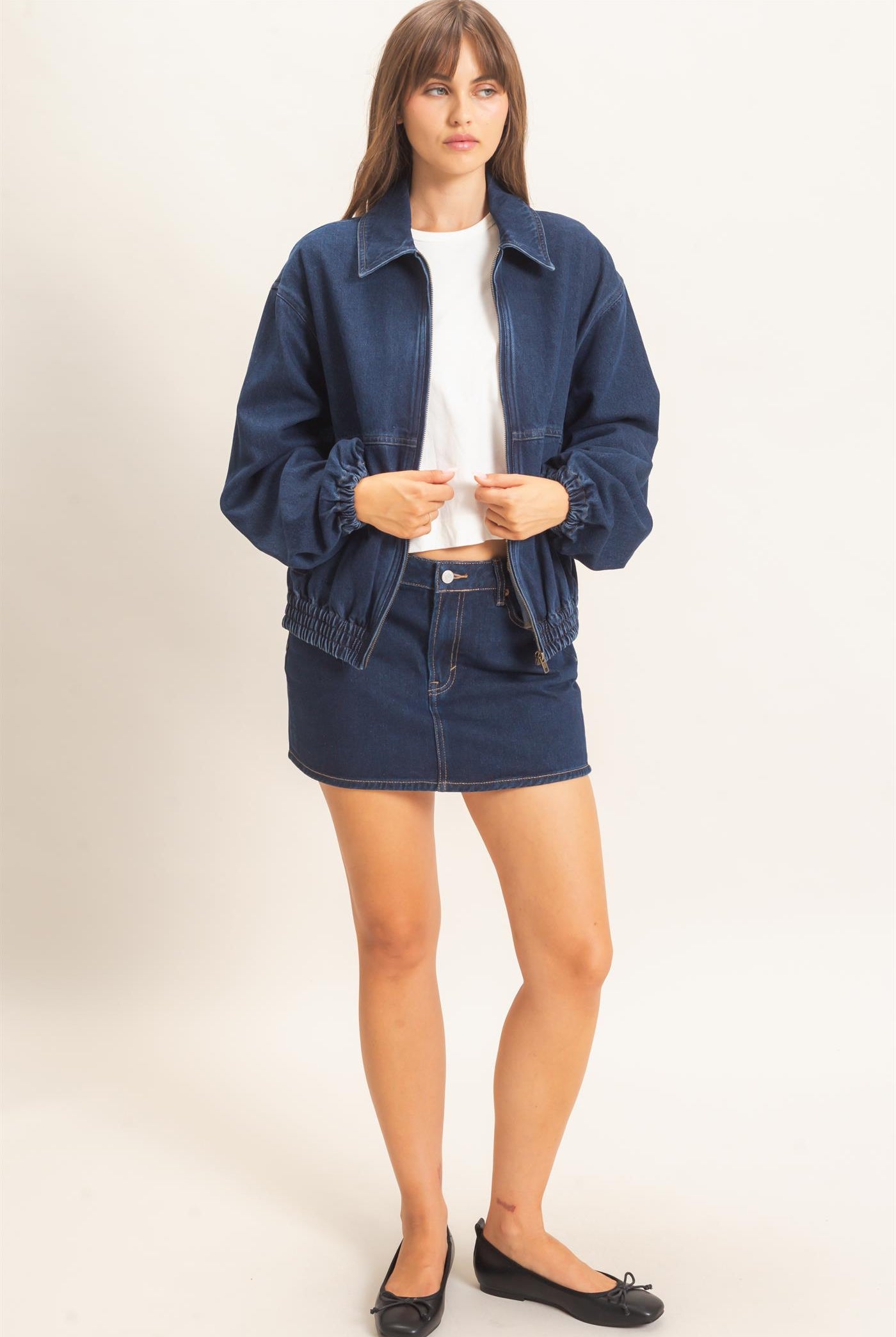 Wholesale Enzyme Wash Denim Jacket Coats & Jackets HF26C924 DARK DENIM HYFVE