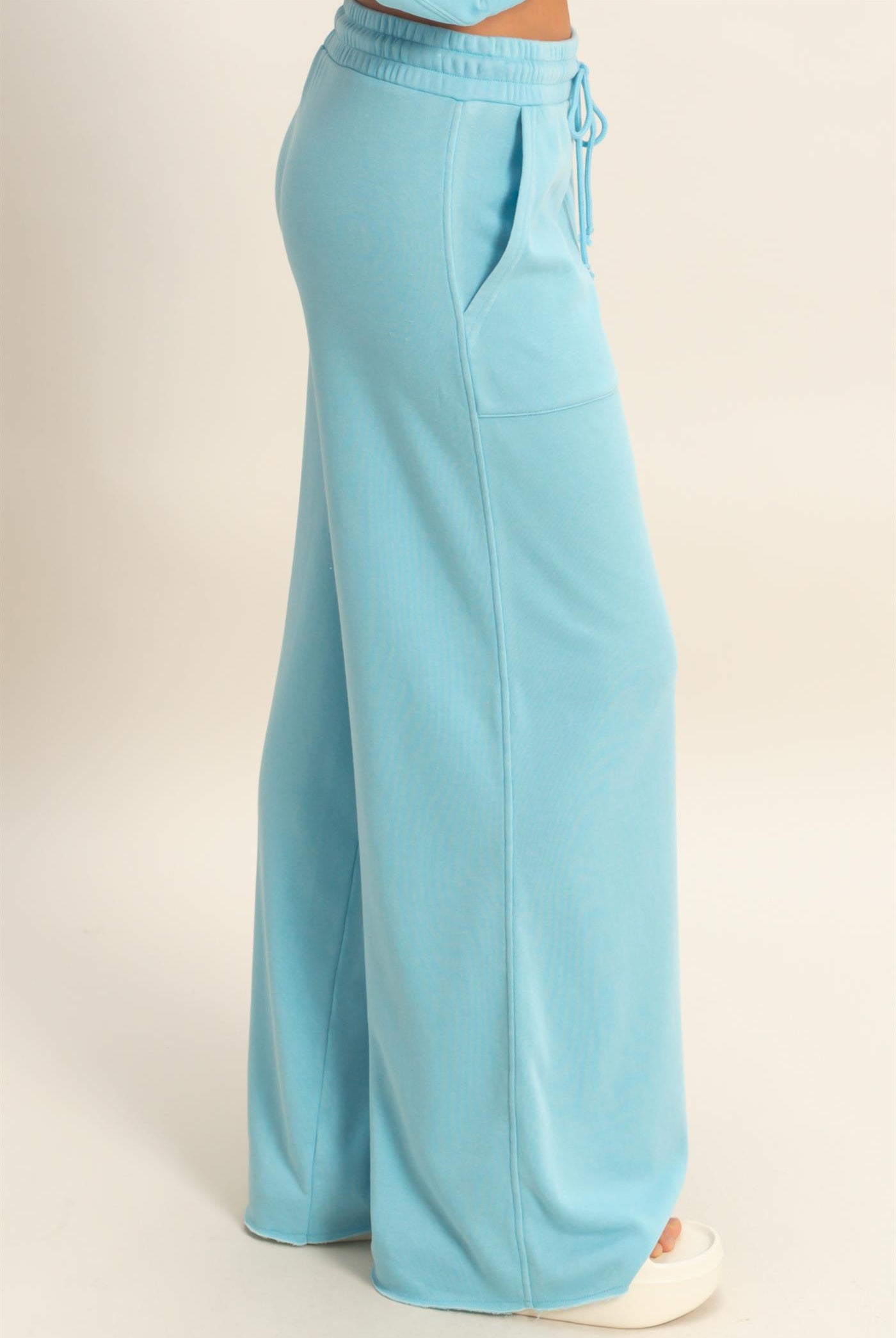 Wholesale Burnout French Terry Wide-Leg Pants Pants DZ26A259 BLUE DOUBLE ZERO