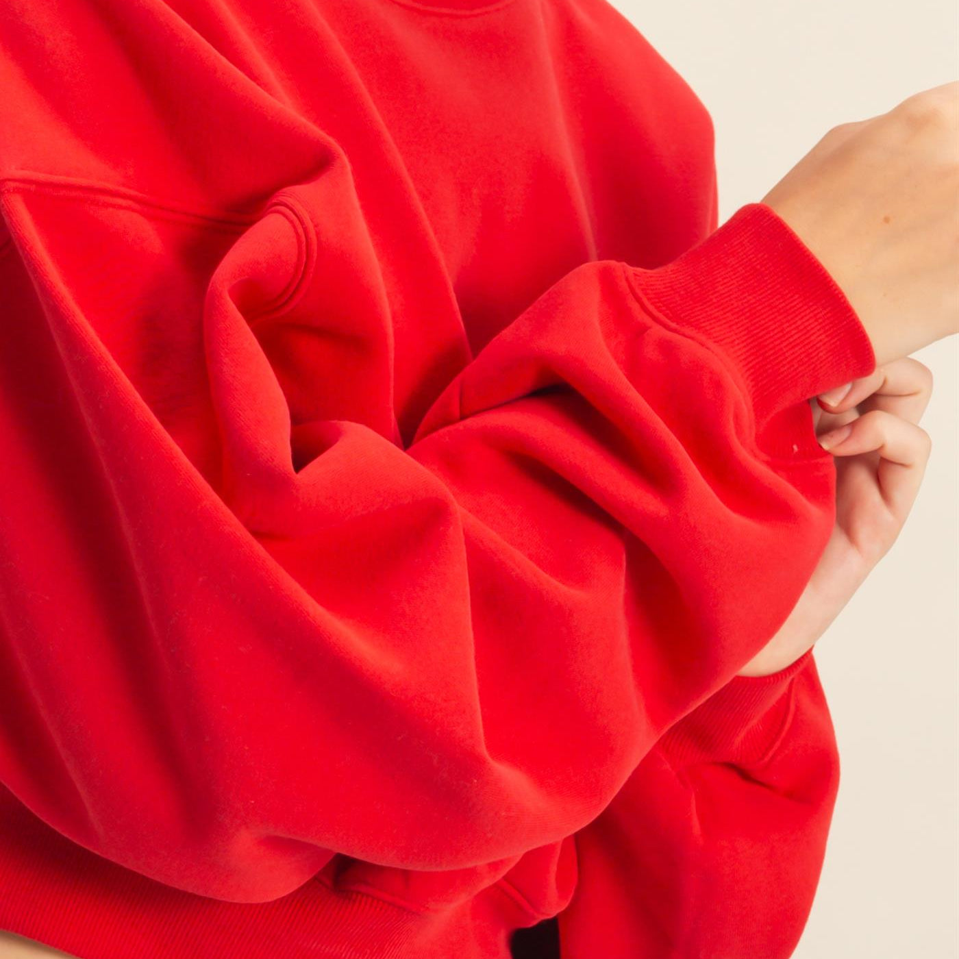 Wholesale Everyday Long Sleeve Cropped Sweatshirt Sweatshirts DZ25E415 RED DOUBLE ZERO