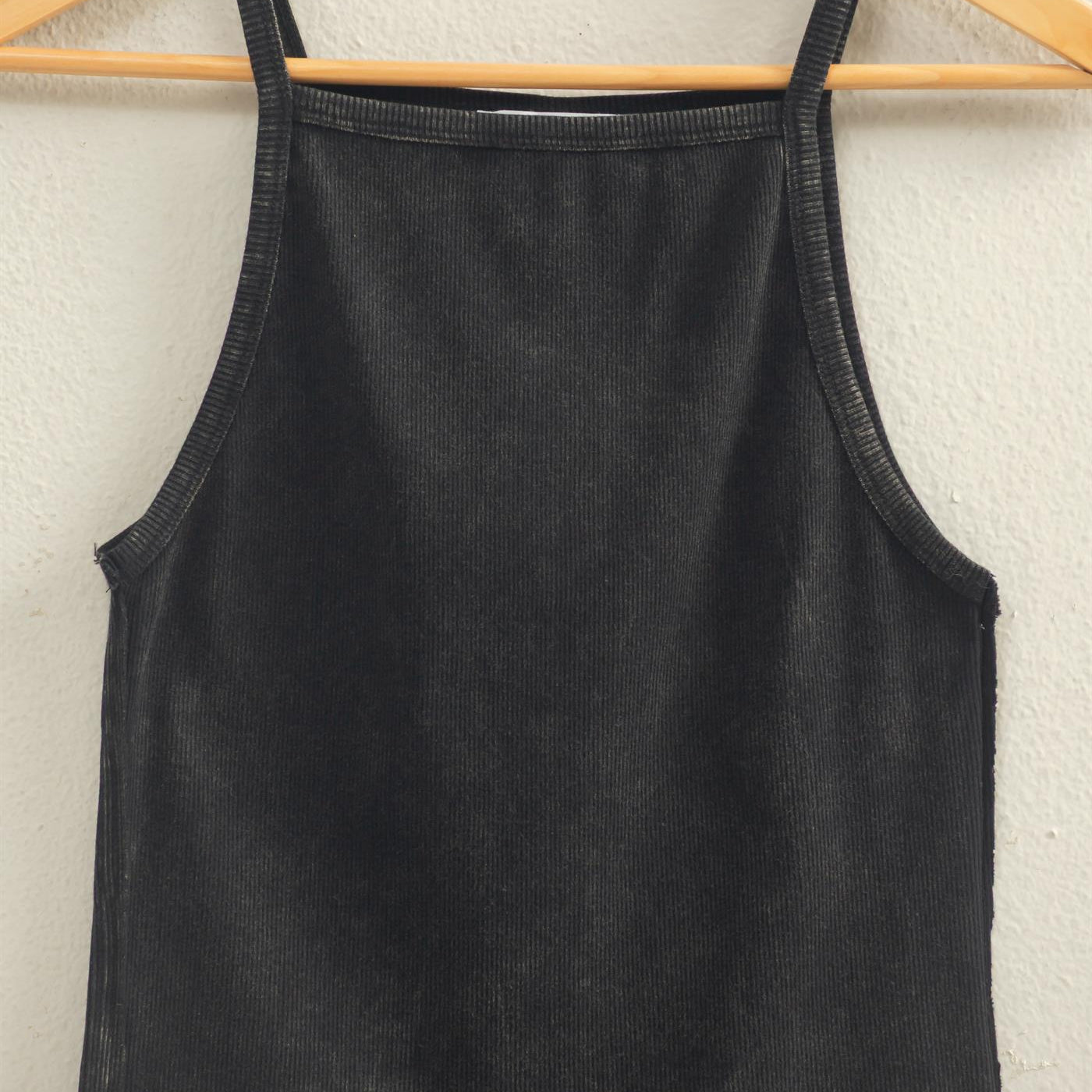 Wholesale Square Neck Acid Wash Tank Top Tank Tops DZ26C105 BLACK DOUBLE ZERO