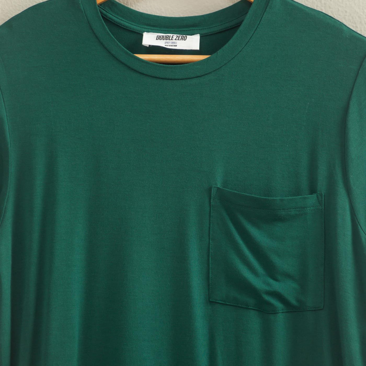 Wholesale Classic Crew Neck Short Sleeve Pocket Top T-Shirts DZ25C922 DARK GREEN DOUBLE ZERO