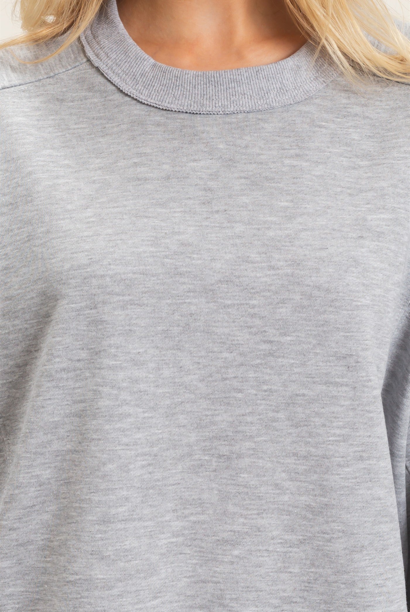 Wholesale Ribbed Crew Neck Sweatshirt Sweatshirts HF26F087 HEATHER GRAY HYFVE