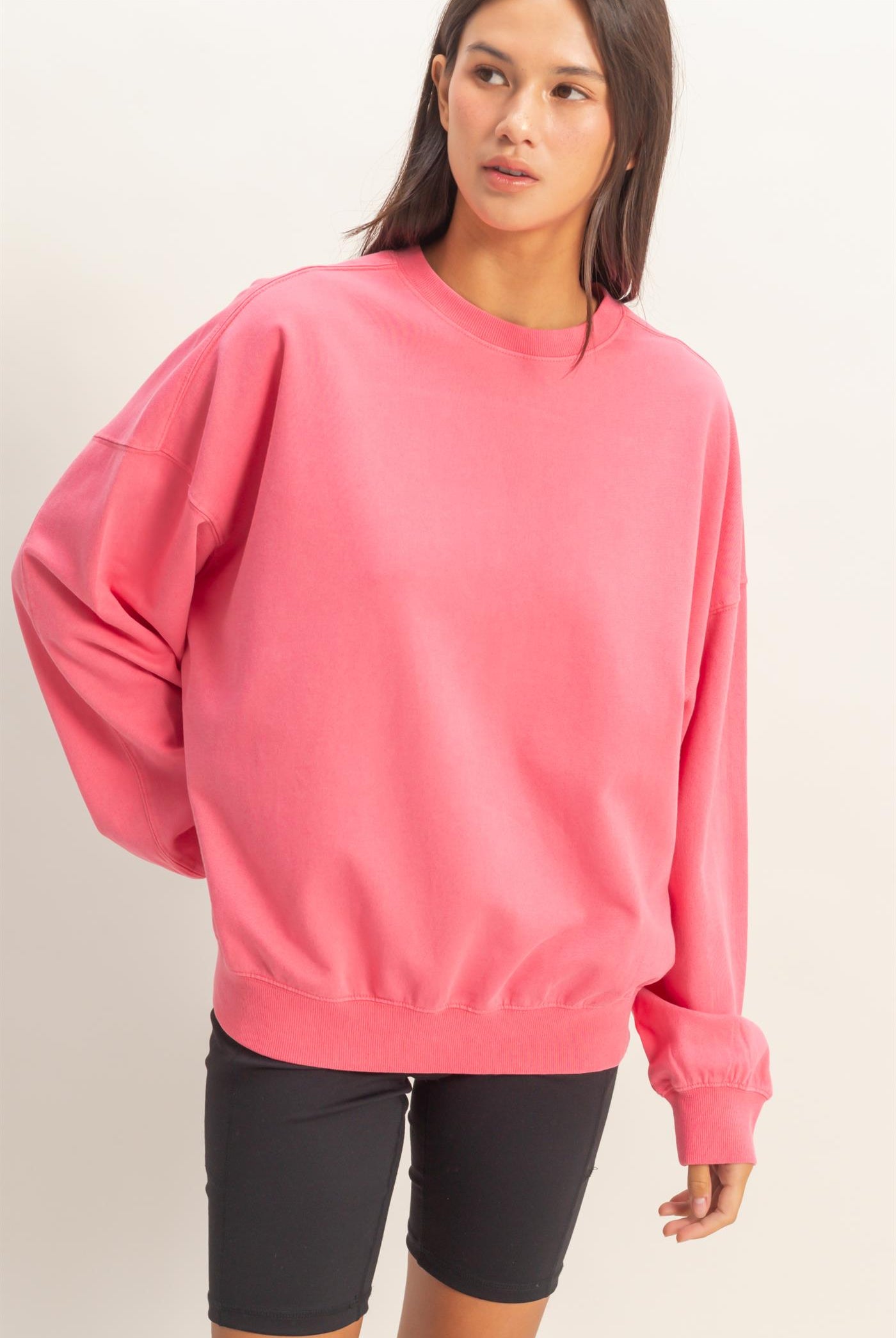 Wholesale Ribbed Crew Neck Sweatshirt Sweatshirts DZ26A265 TAFFY PINK DOUBLE ZERO