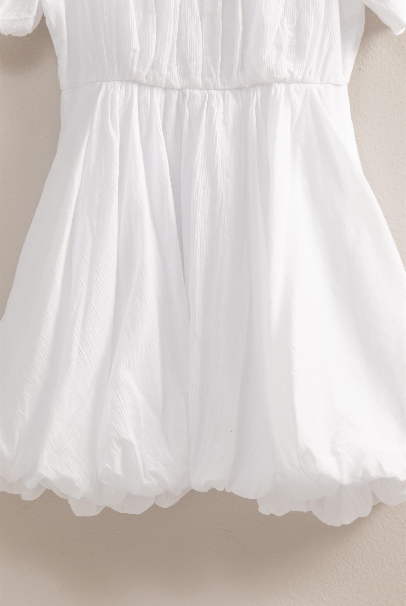 Wholesale V-Neck Puff Sleeve Flowy Mini Dress Dresses HF25A226 WHITE HYFVE