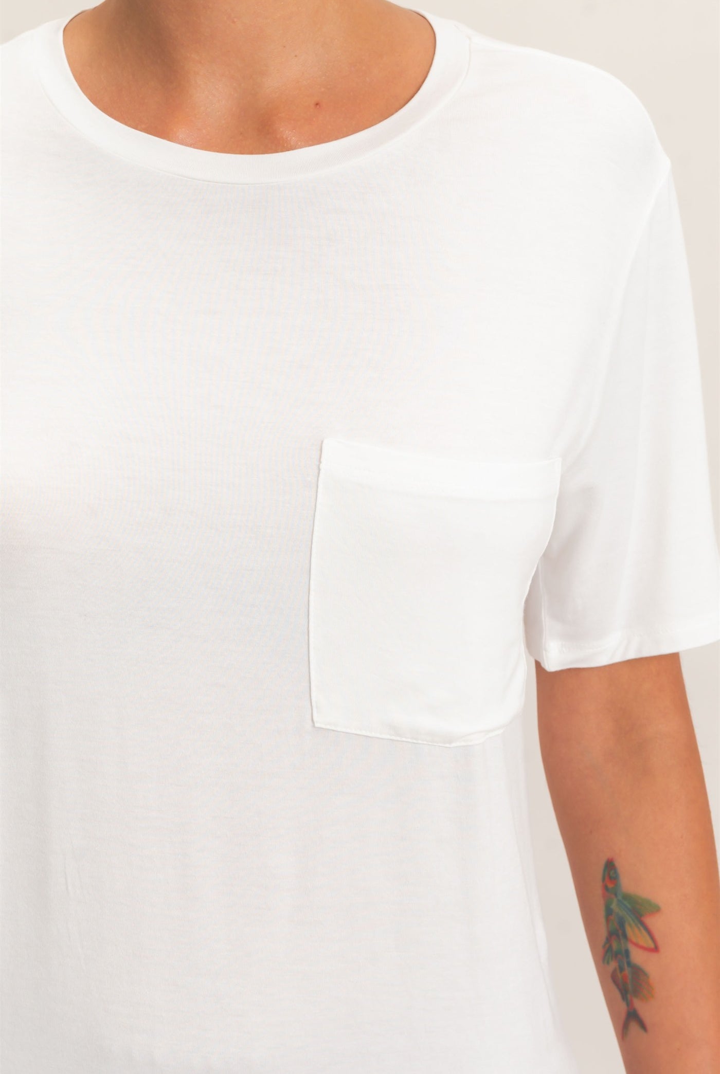 Wholesale Crew Neck Pocket Tee Clothing Tops DZ26E254 OFF WHITE DOUBLE ZERO