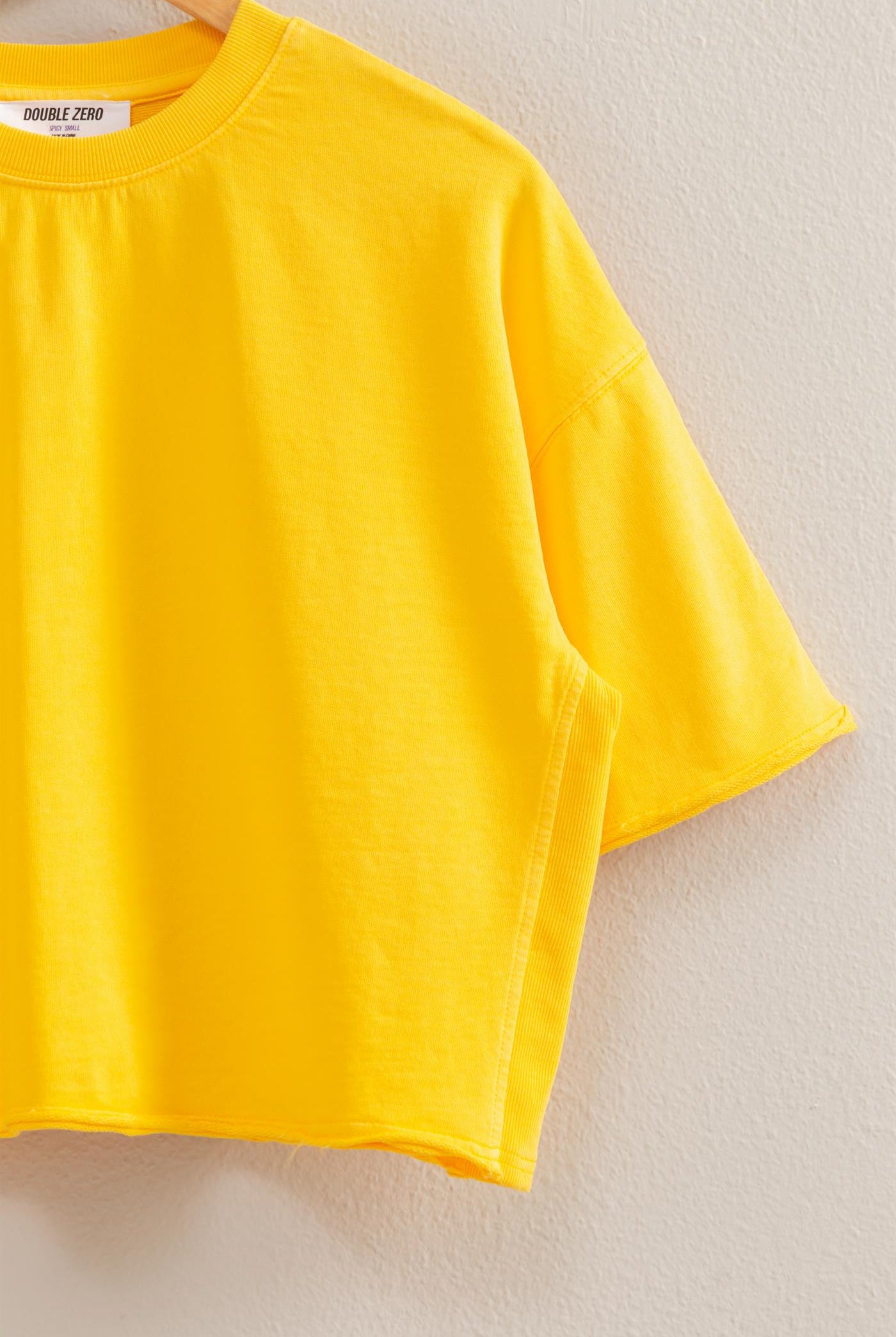 Wholesale Basic Short Sleeve Boxy Cropped Tee Clothing Tops DZ25C174 SUNFLOWER DOUBLE ZERO