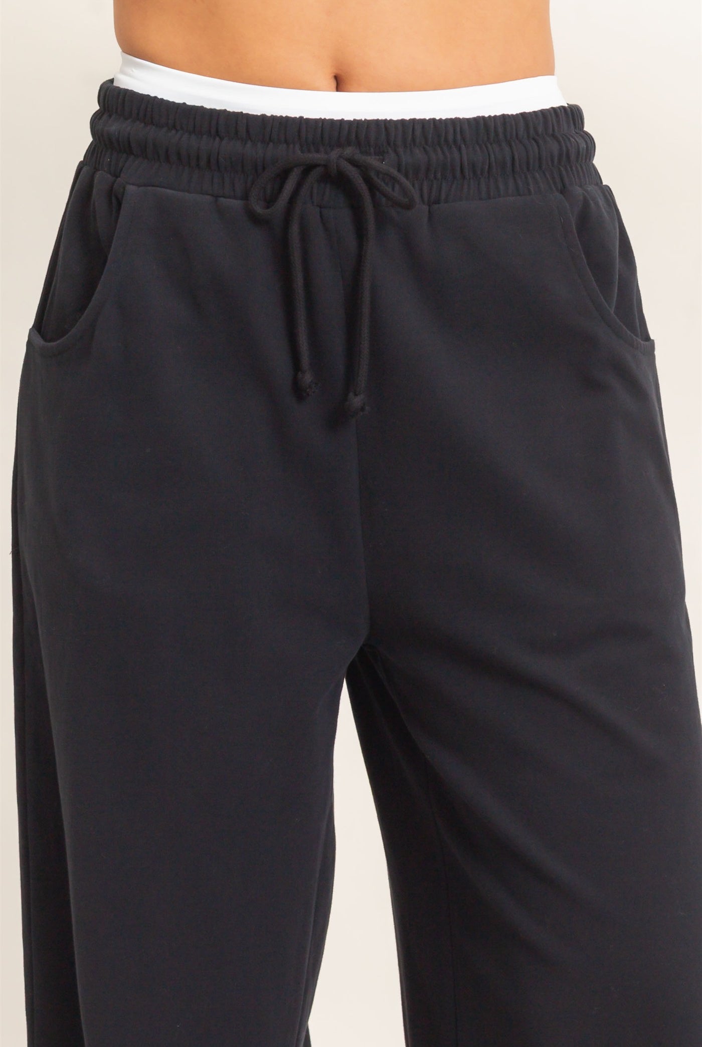 Wholesale Washed Barrel Sweatpants Pants DZ26E379 BLACK DOUBLE ZERO