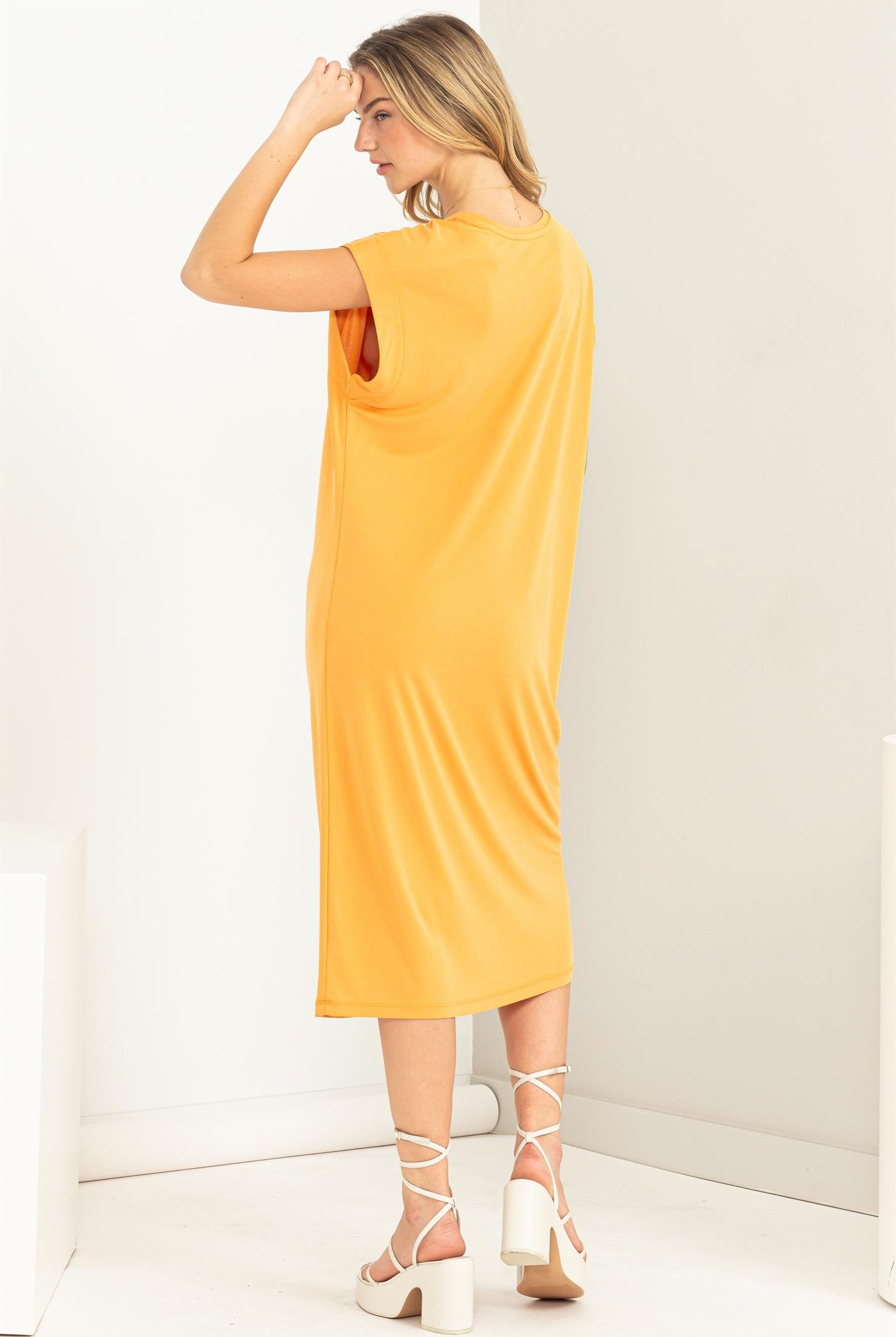 Wholesale Lazy Day Dolman Short Sleeves Midi Dress Dresses DZ23A795 CARAMEL DOUBLE ZERO