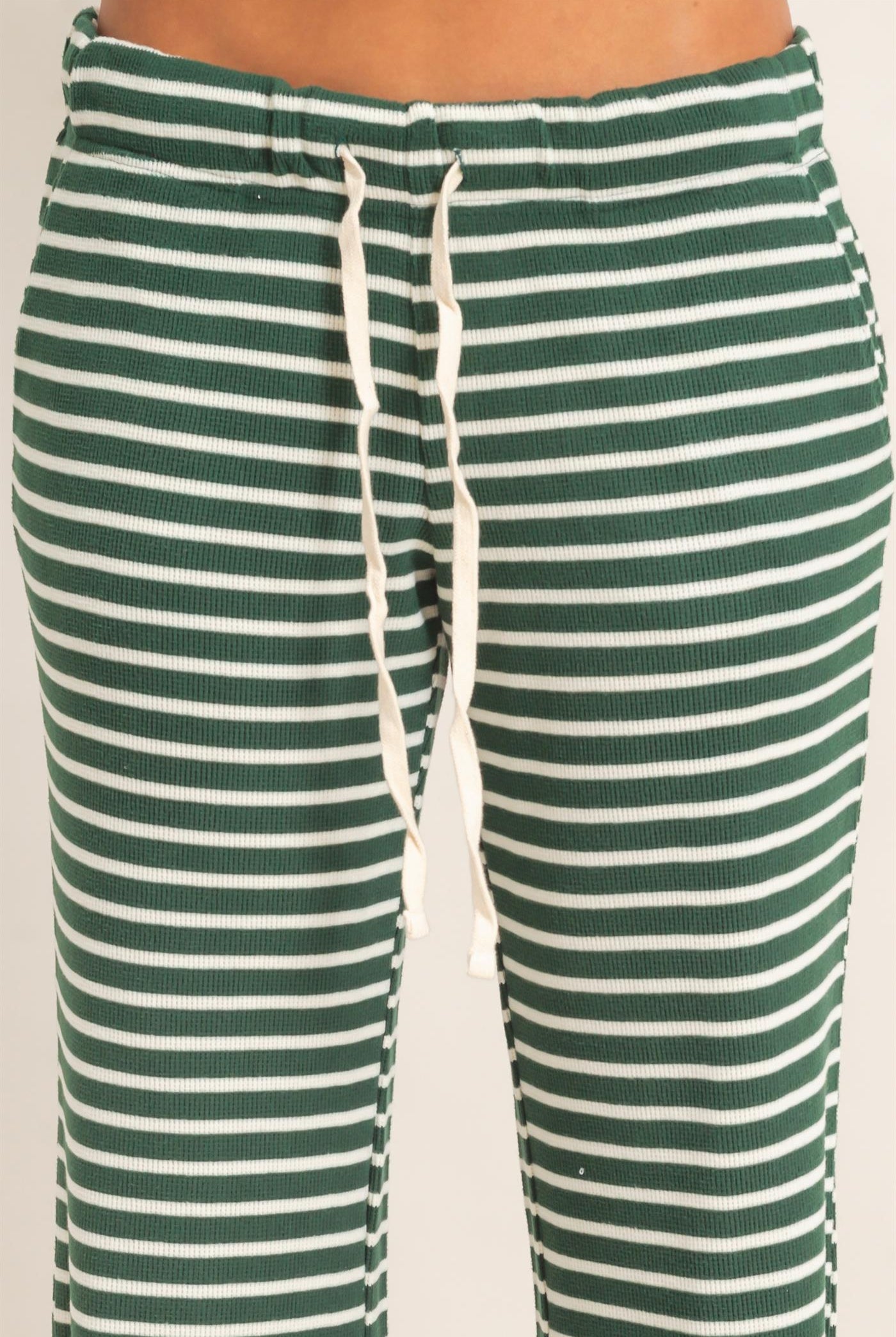 Wholesale Low Rise Striped Waffle Knit Pants Pants DZ26E553 DARK GREEN DOUBLE ZERO