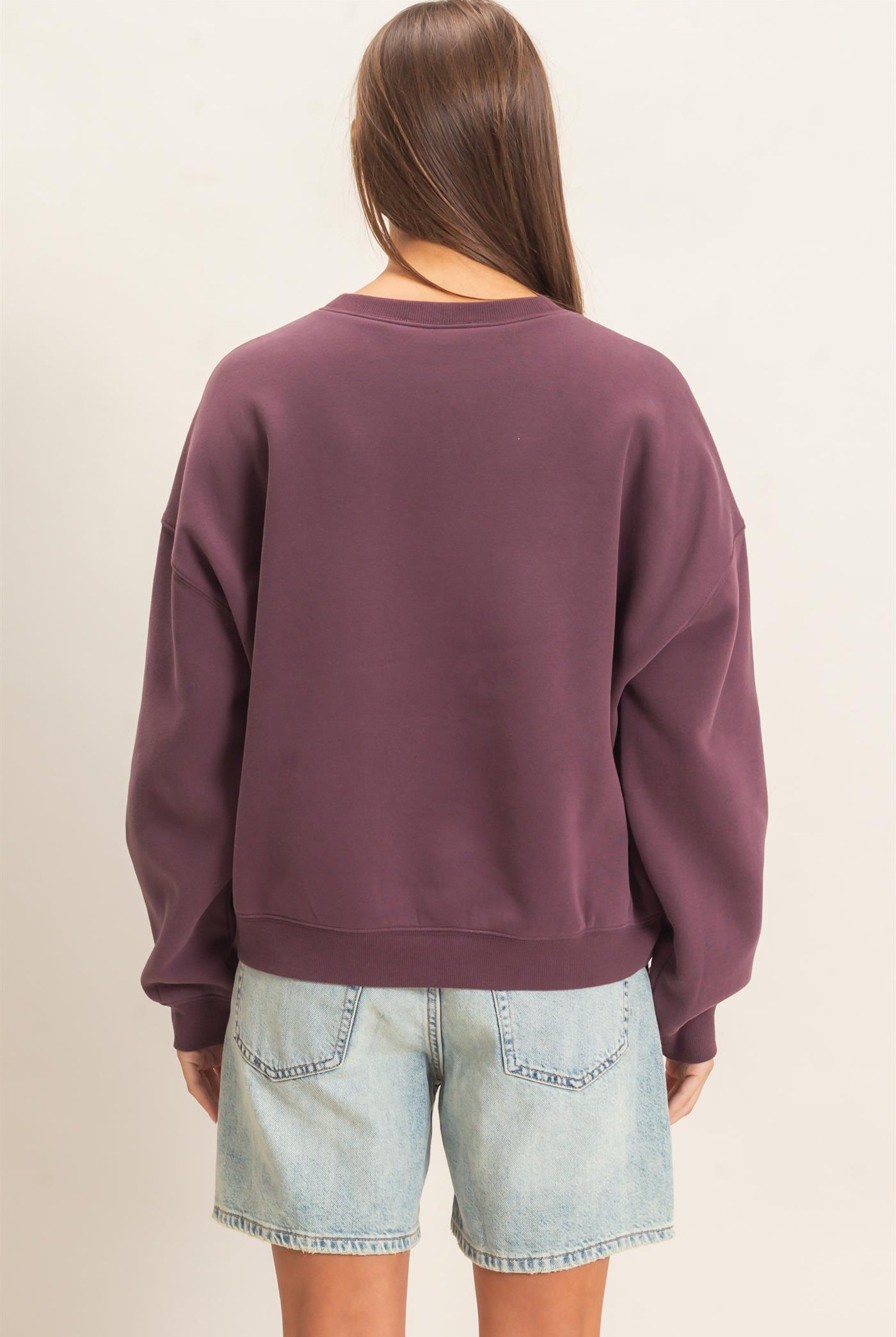 Wholesale Floral Applique Crew Neck Sweatshirt Sweatshirts DZ26E708 COCOA DOUBLE ZERO