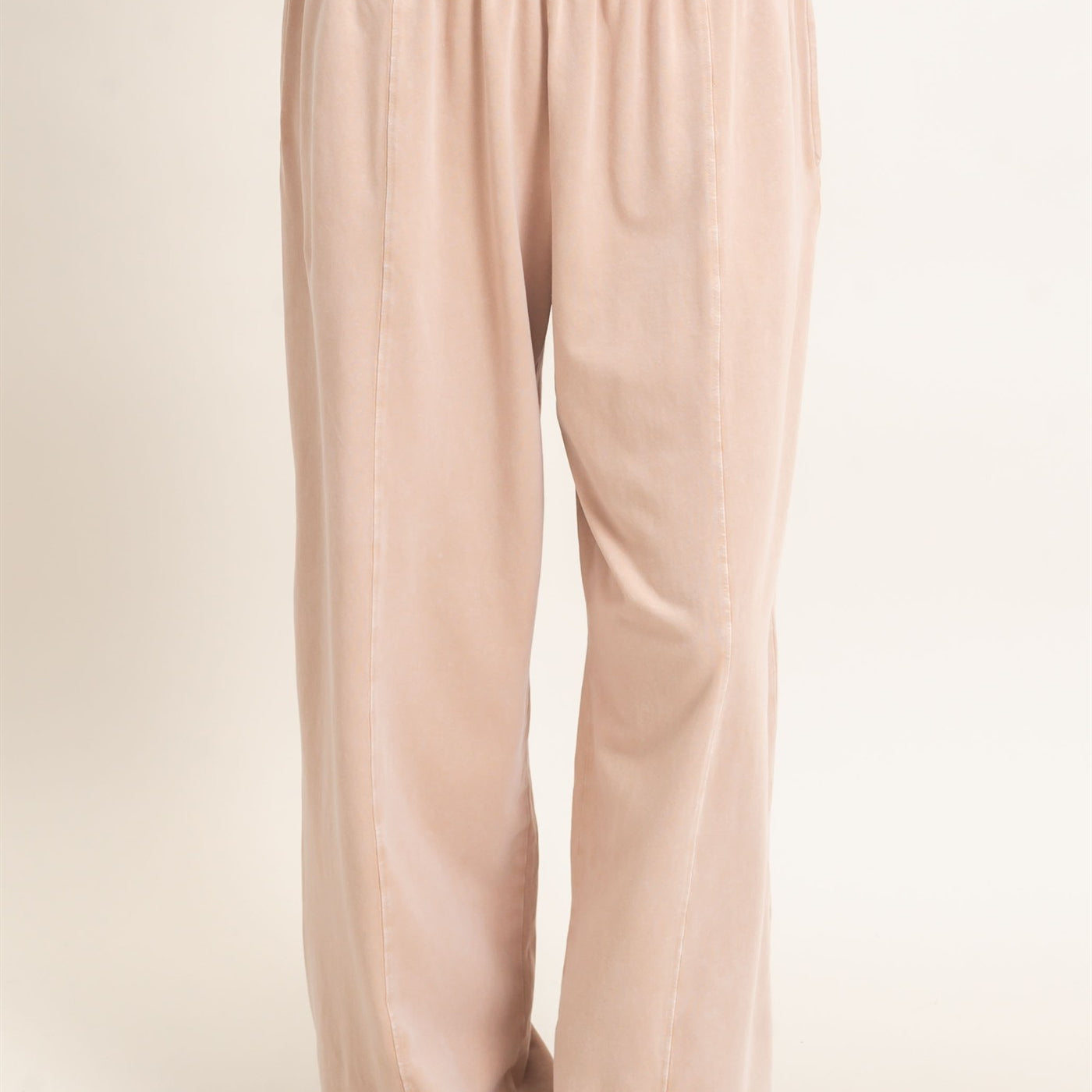 Wholesale Mineral Wash Elastic Waist Jogger Pants Joggers DZ26F405 DARK TAUPE DOUBLE ZERO