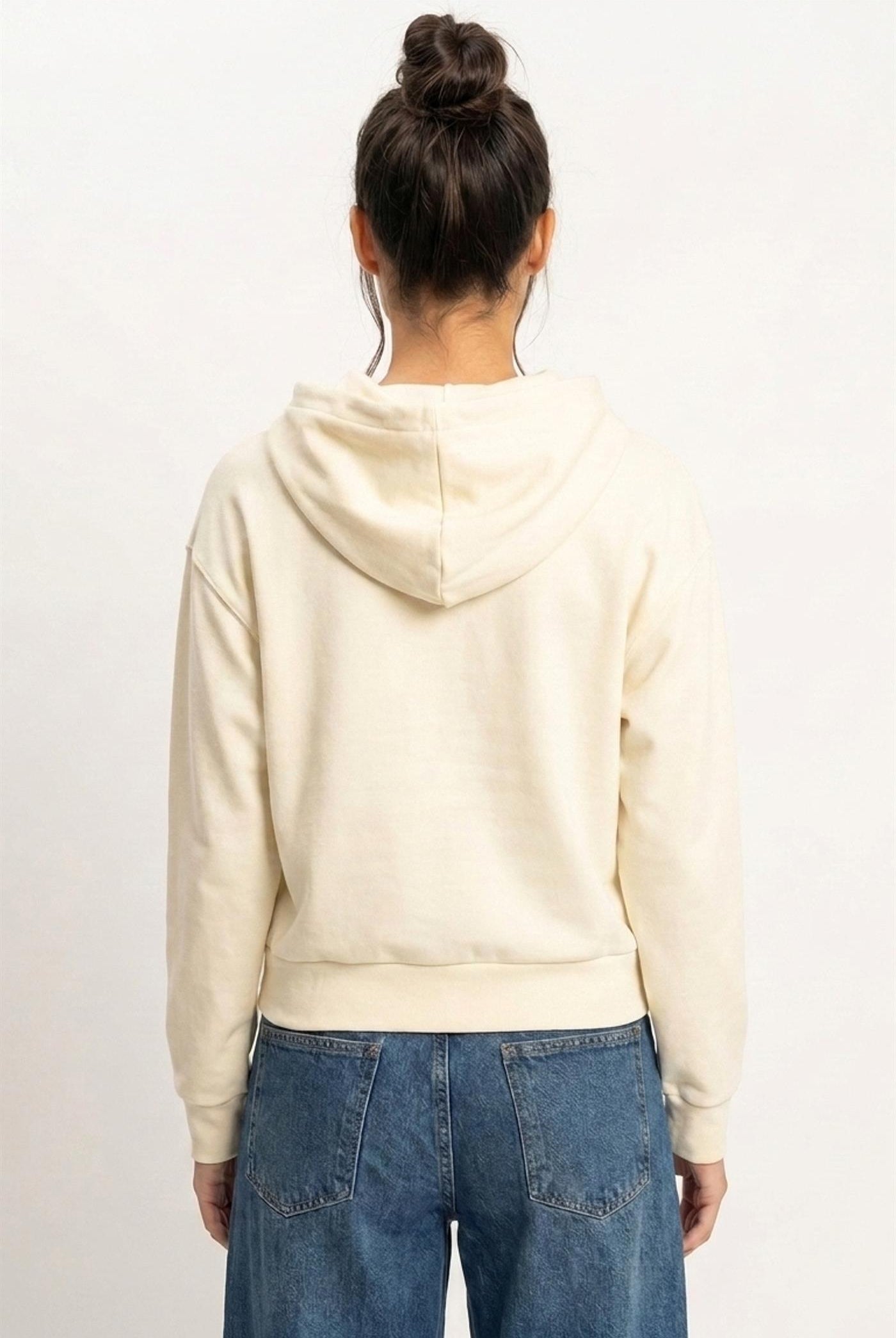 Wholesale Long Sleeve Hoodie With Kangaroo Pocket Hoodies DZ26F276 CREAM DOUBLE ZERO