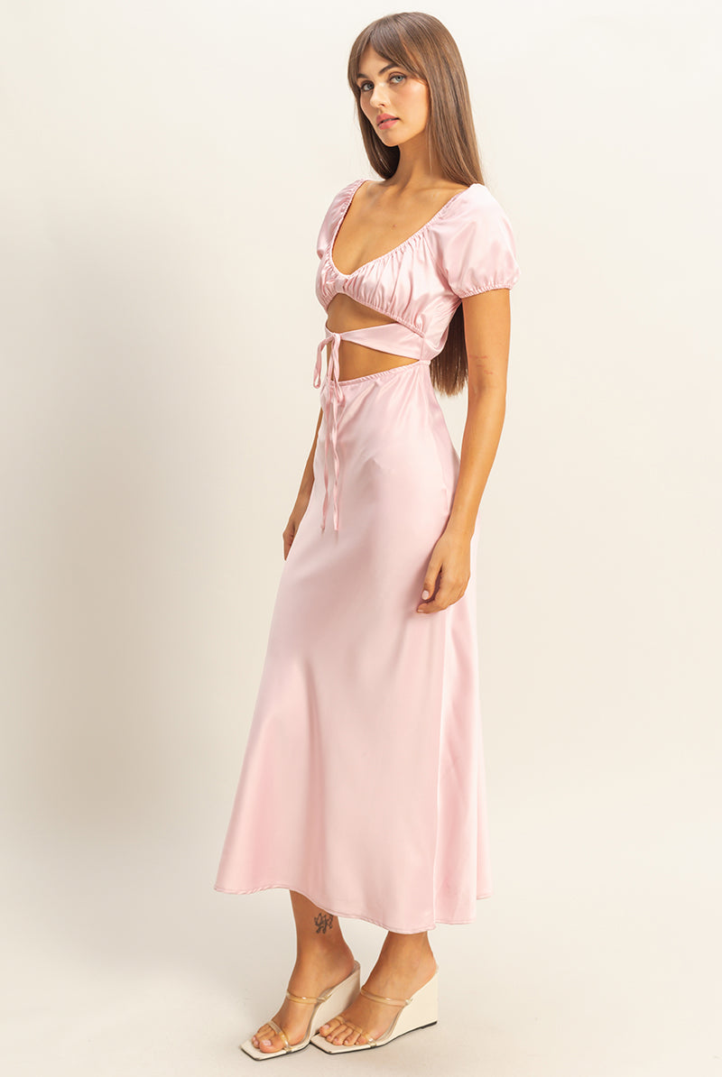 Wholesale Front Tie Maxi Dress Dresses FS22E780 PINK HYFVE