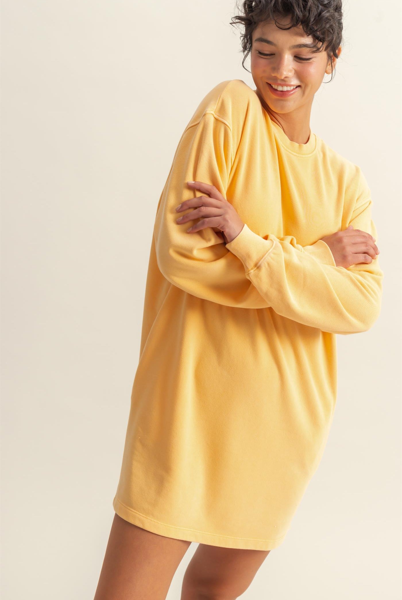 Wholesale Long Sleeve Oversized Mini Dress Dresses DZ25E114 ORANGE DOUBLE ZERO