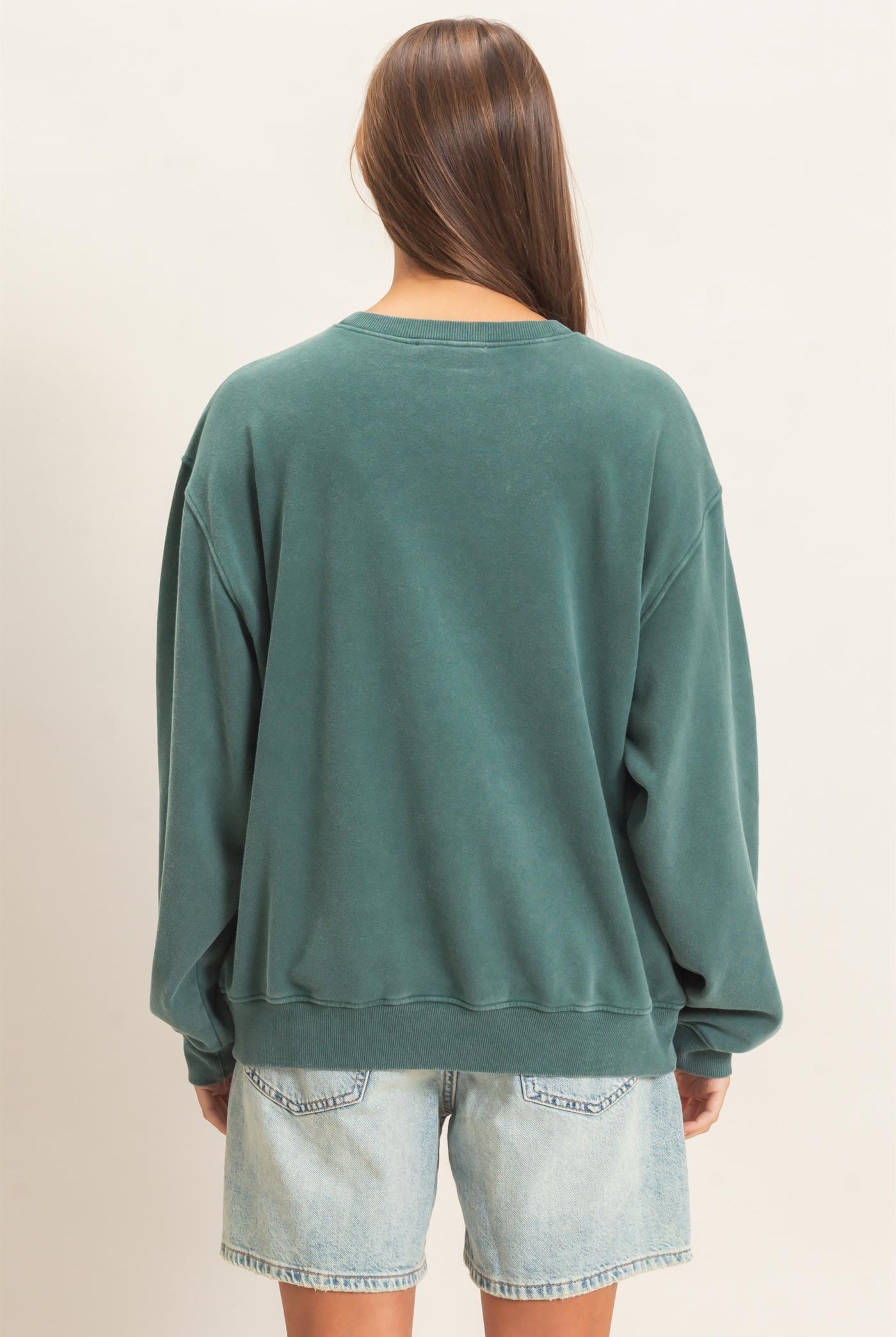 Wholesale Mineral Wash Crew Neck Sweatshirt Sweatshirts DZ26E990 DARK GREEN DOUBLE ZERO