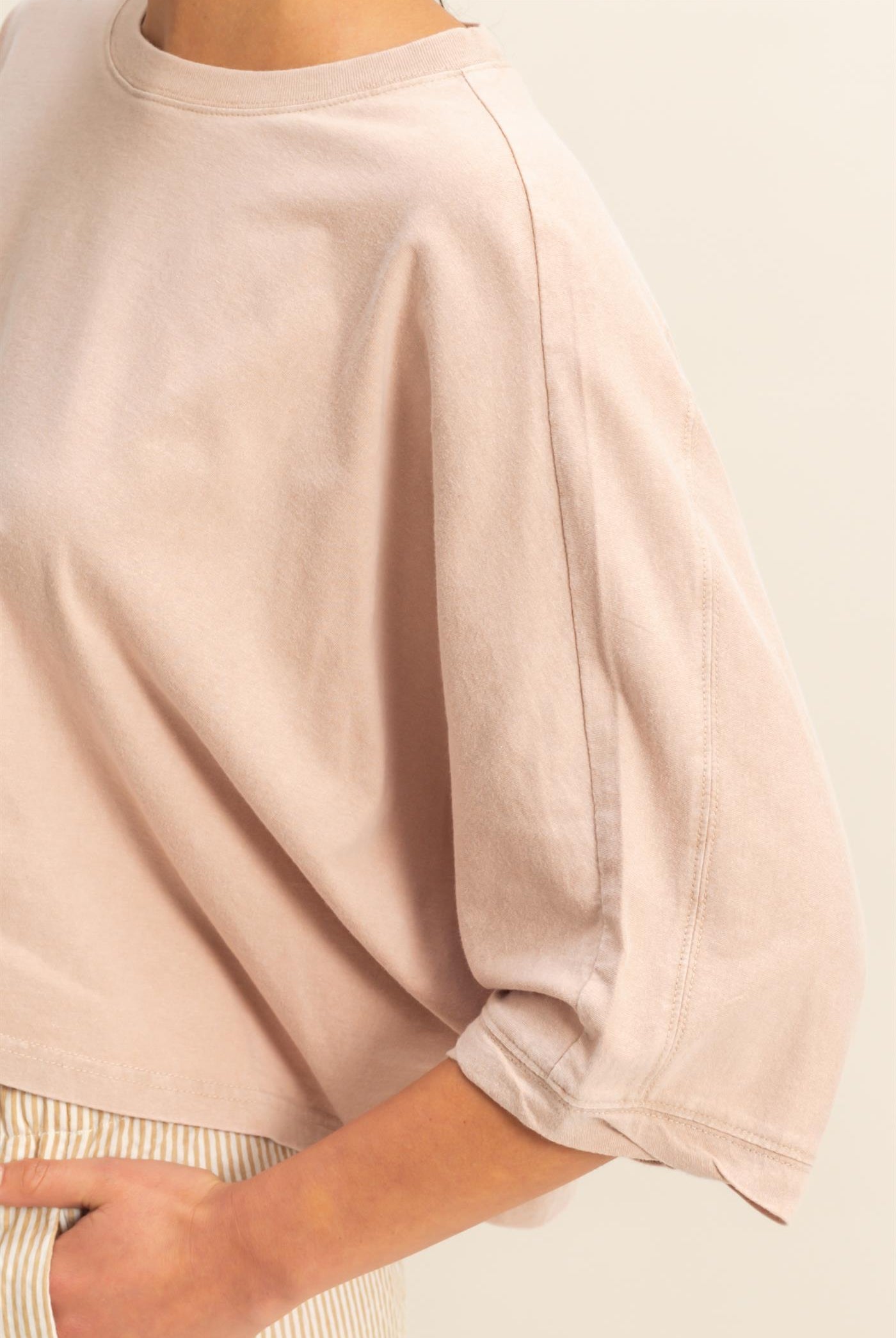 Wholesale Flowy Bat Wing Sleeves Knit Top Clothing Tops DZ25A797 TAUPE DOUBLE ZERO