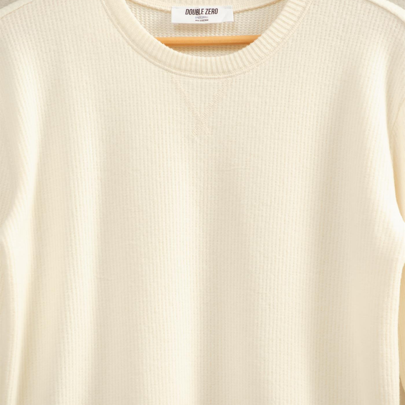 Wholesale Brushed Waffle Crew Neck Long Sleeve Top Clothing Tops DZ26A177 CREAM DOUBLE ZERO