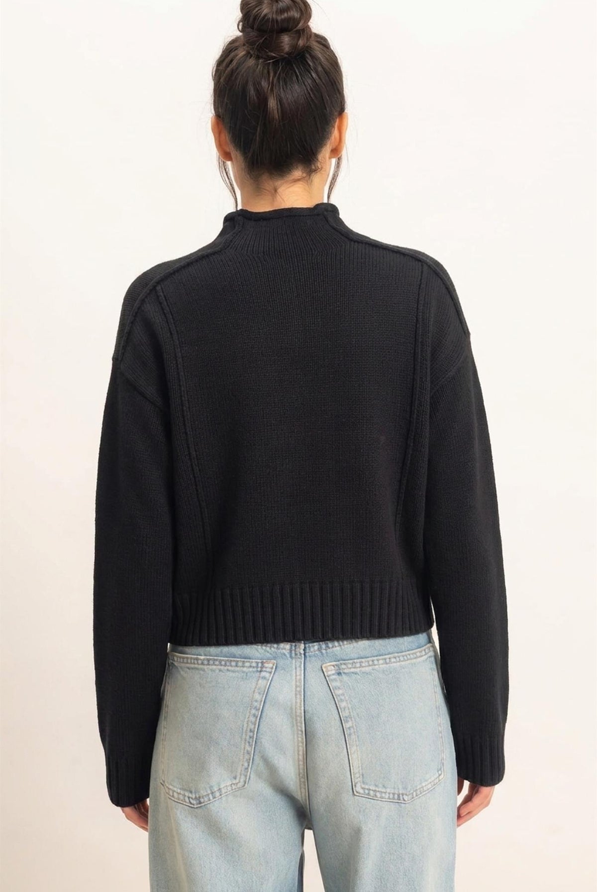 Wholesale Roll Neck Sweater With Reversed Seam Sweaters DZ26E271 BLACK DOUBLE ZERO