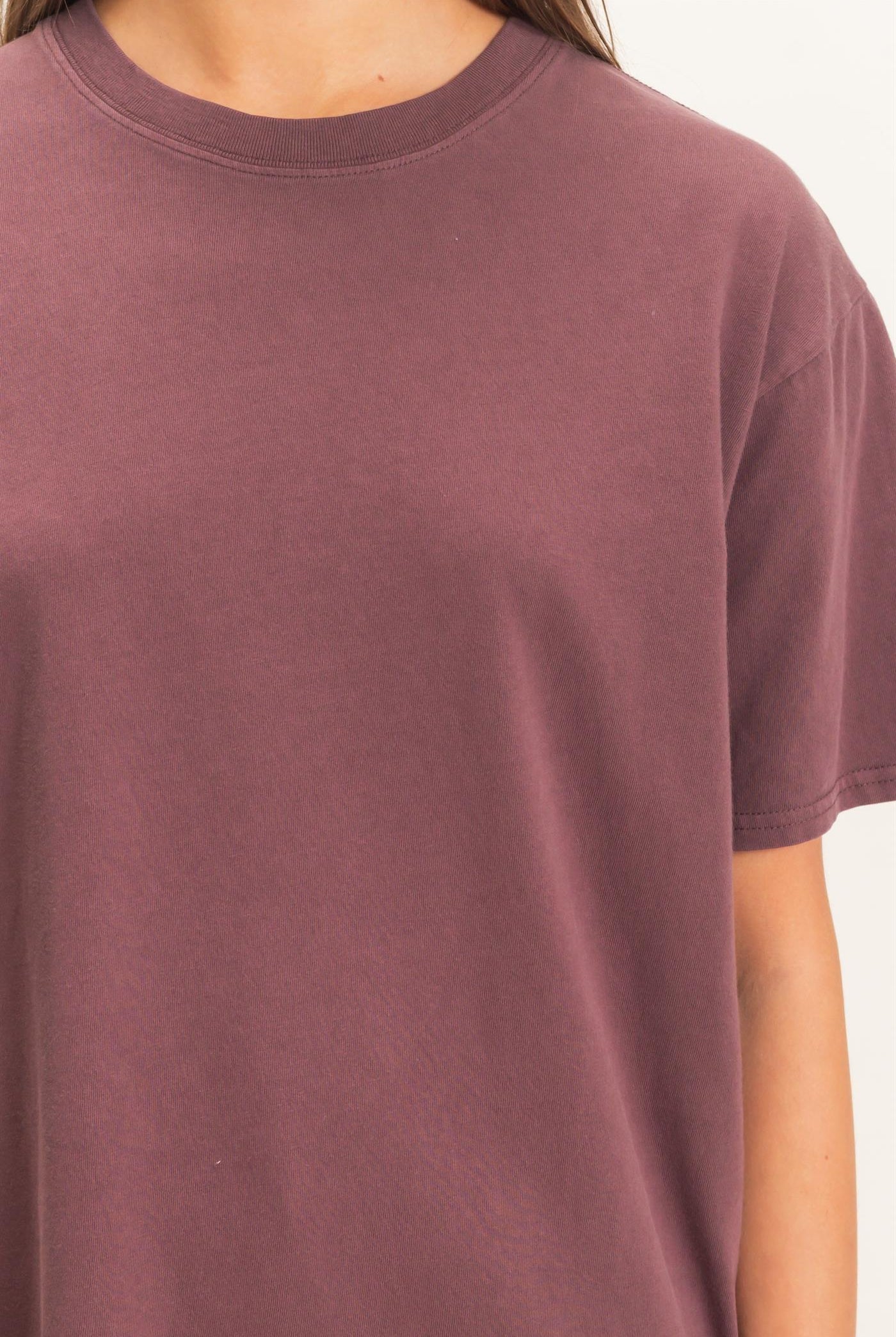 Wholesale Crew Neck Pigment Dye T-Shirt Clothing Tops DZ26E448 COCOA DOUBLE ZERO