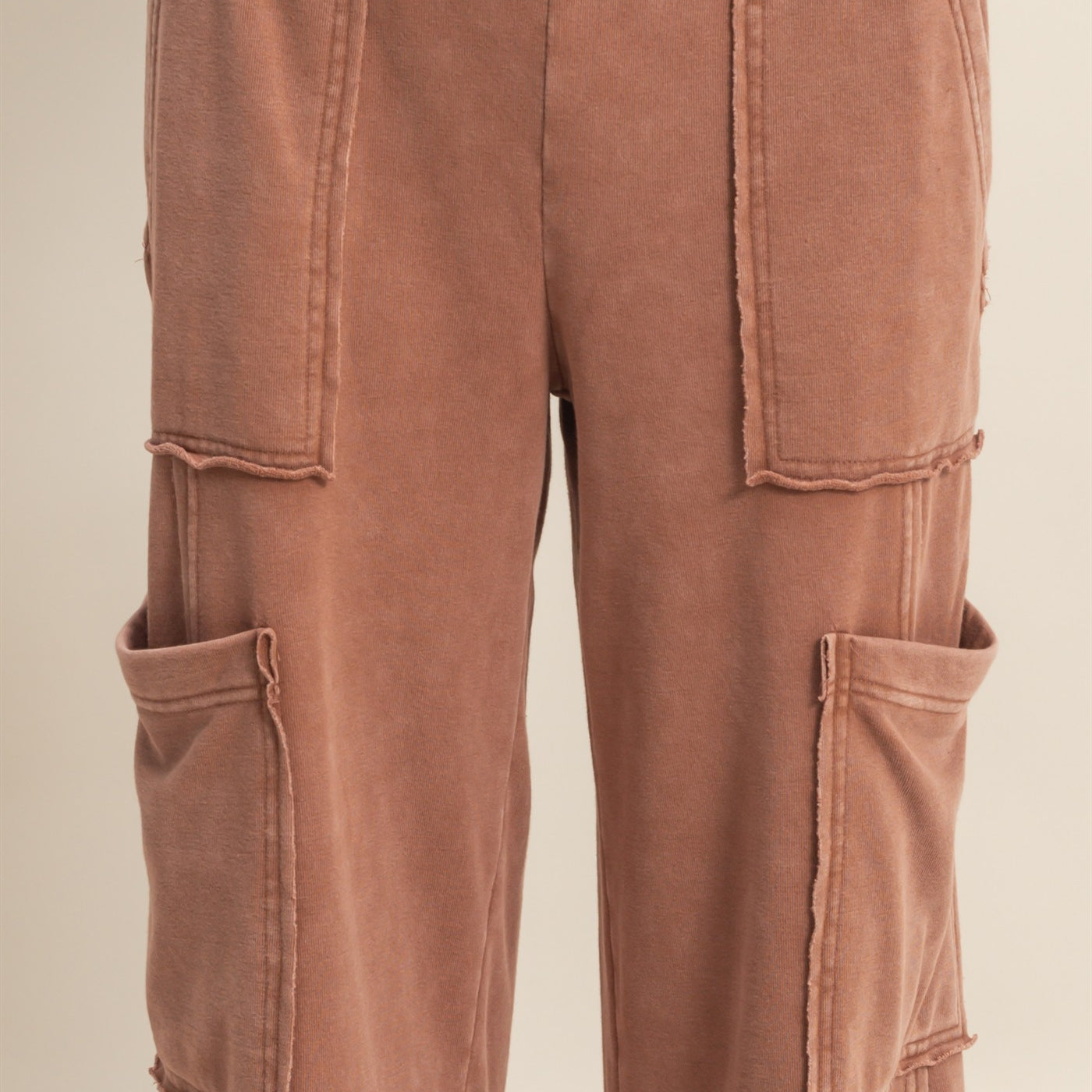 Wholesale Mineral Wash Oversized Utility Sweatpants Sweatpants DZ25C903 CHESTNUT DOUBLE ZERO