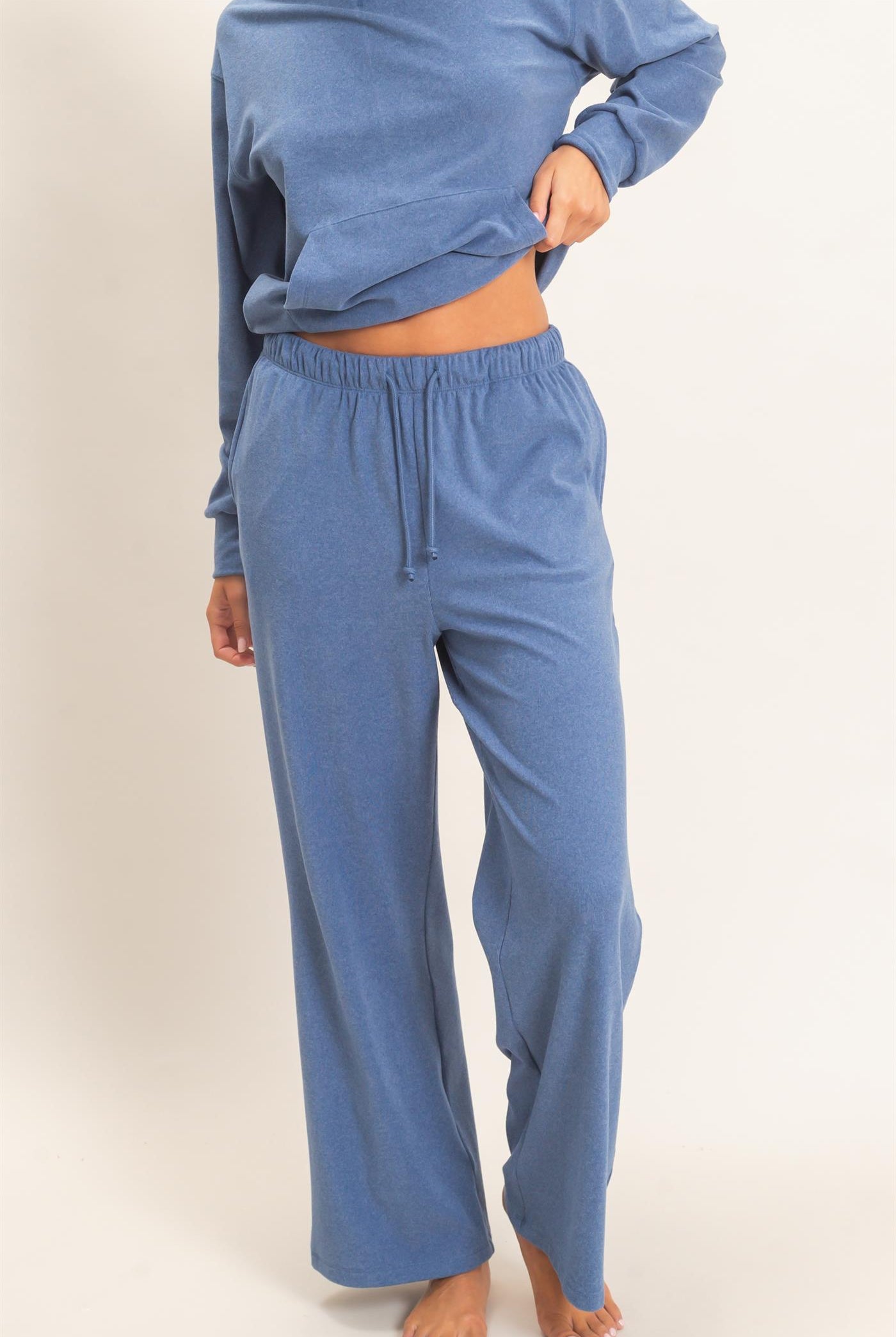 Wholesale Wide Leg Pants With Drawcord Pants DZ26E288 NAVY DOUBLE ZERO