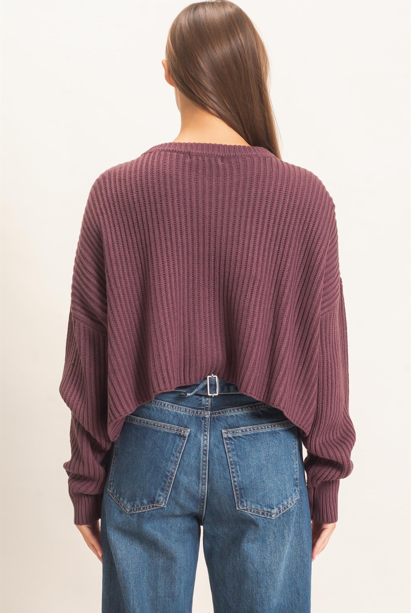Wholesale Oversized Cropped Sweater Sweaters DZ26E252 COCOA DOUBLE ZERO