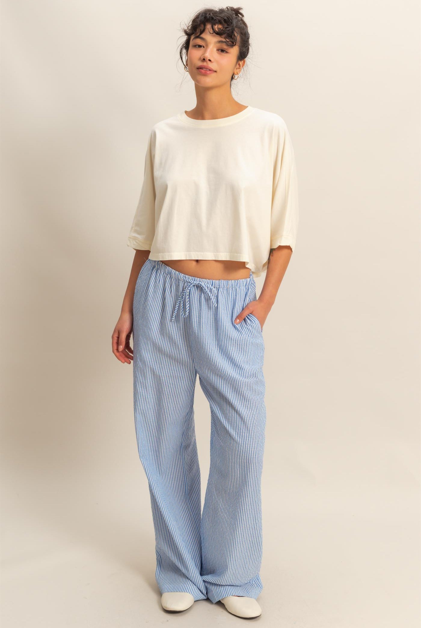 Wholesale Flowy Bat Wing Sleeves Knit Top Clothing Tops DZ25A797 OFF WHITE DOUBLE ZERO