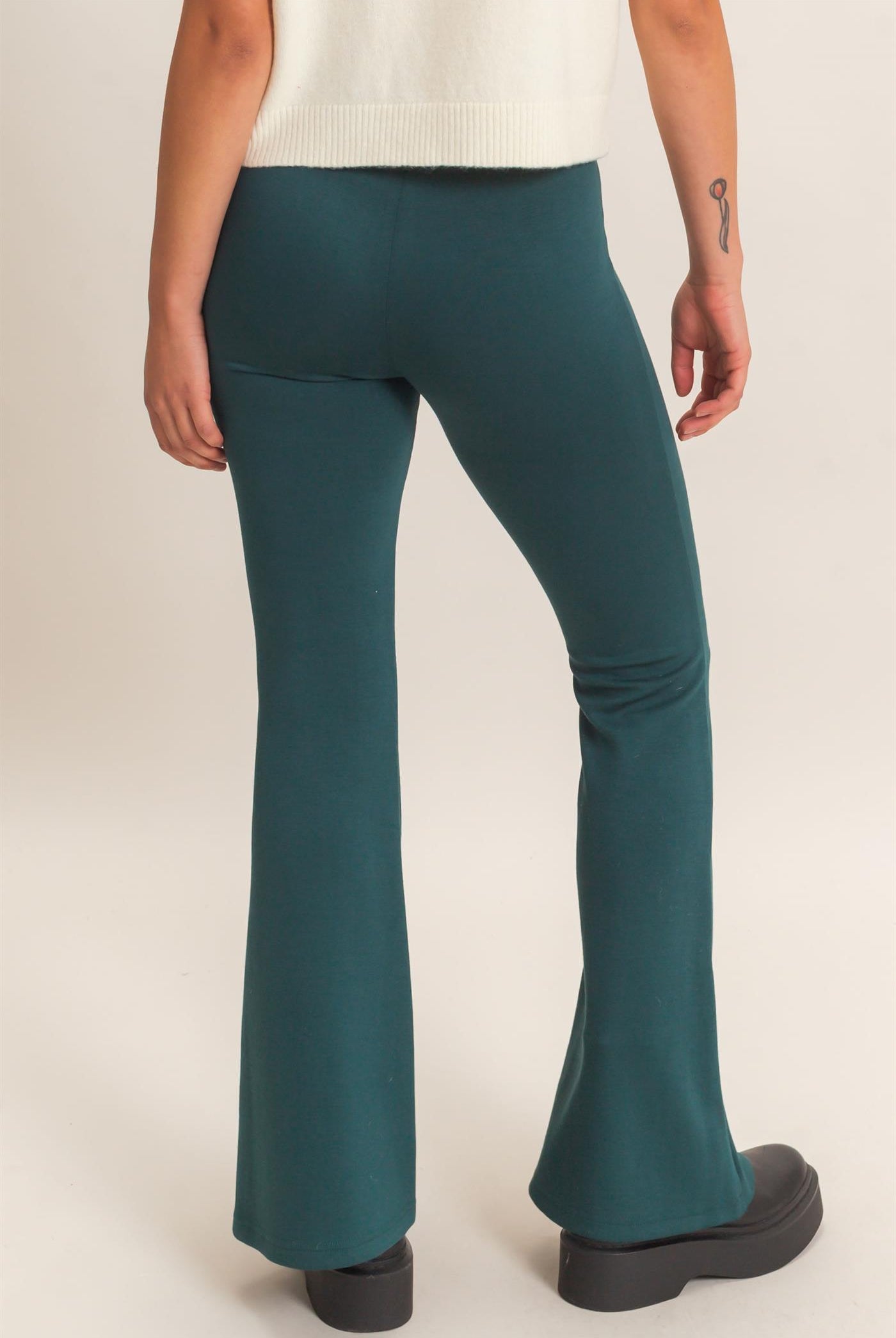 Wholesale Flared Elastic Waist Pants Pants DZ26E393 DEEP GREEN DOUBLE ZERO