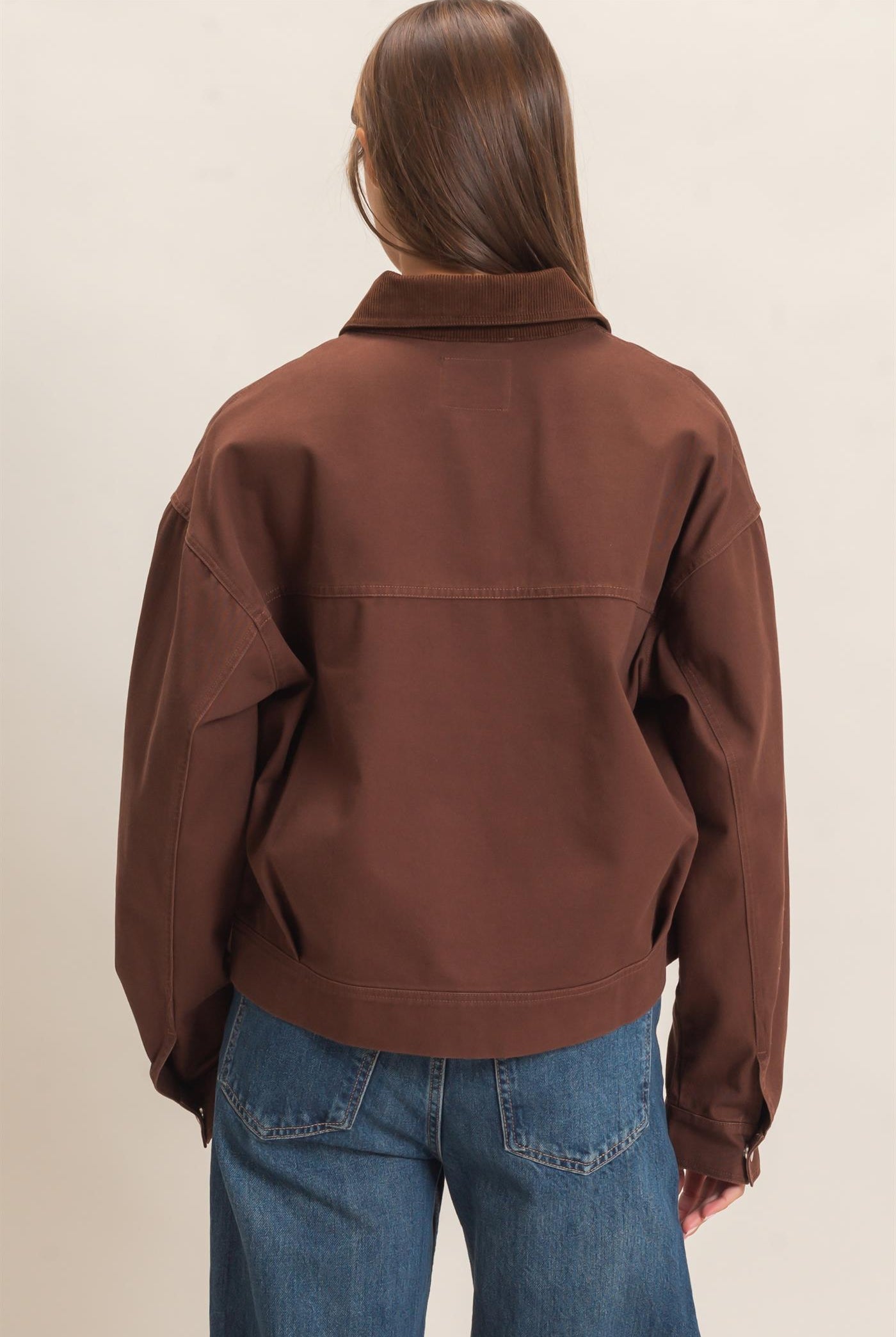 Wholesale Twill Barn Jacket Coats & Jackets DZ26E394 DARK BROWN DOUBLE ZERO