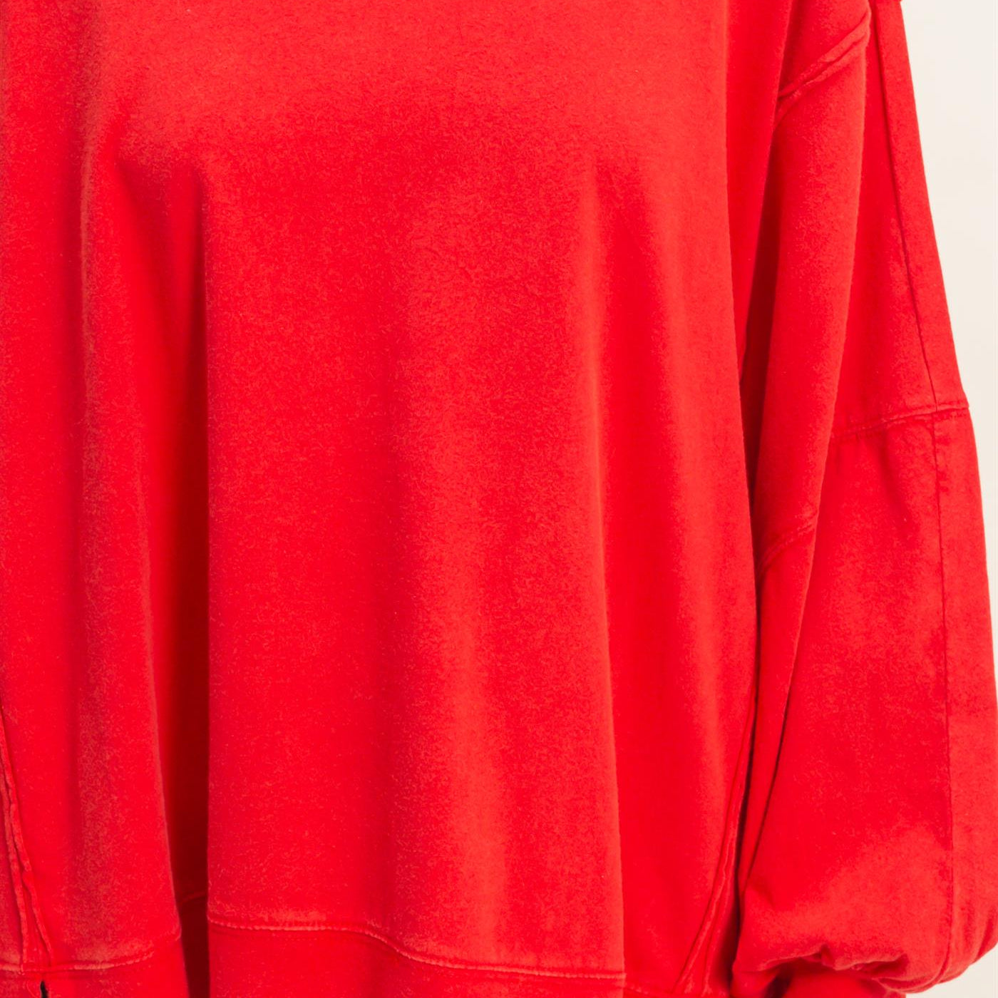 Wholesale Oversized Seam Detail Long Sleeve Top Sweatshirts DZ26C774 RED DOUBLE ZERO
