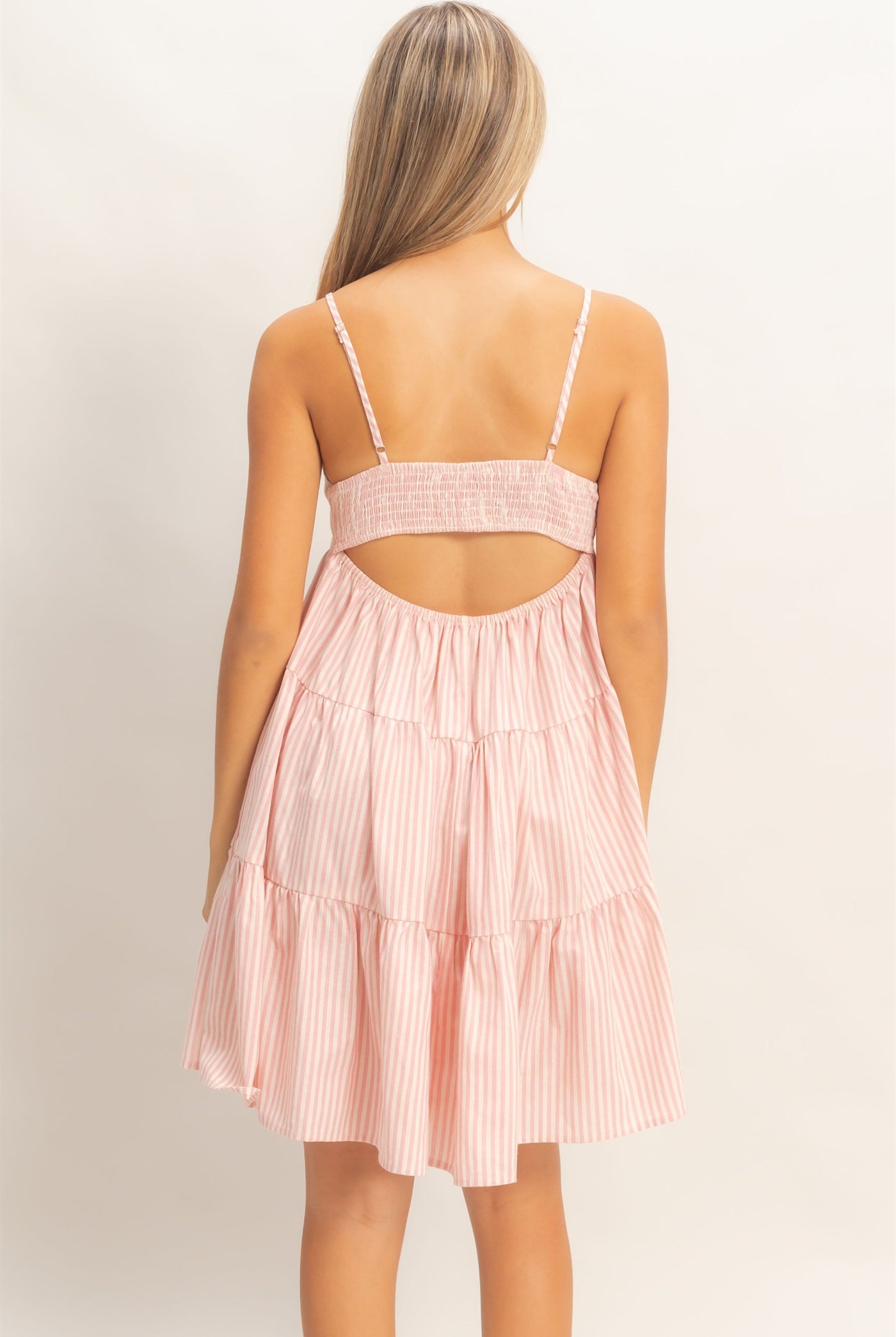 Wholesale Striped Sleeveless A-Line Dress Dresses HF26A247 PINK HYFVE