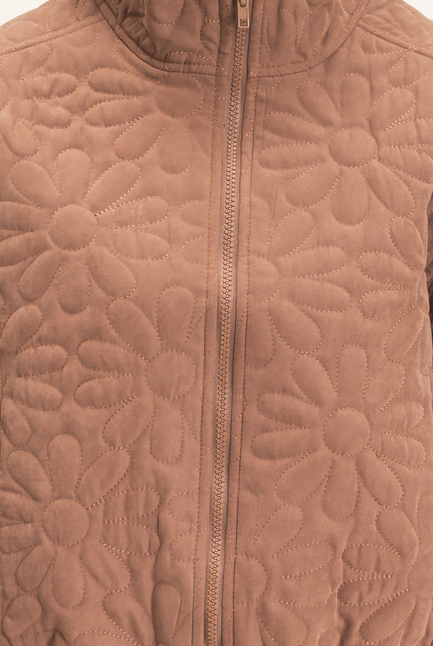 Wholesale Daisy Quilted Mock Neck Jacket Coats & Jackets HF26C821 BROWN HYFVE