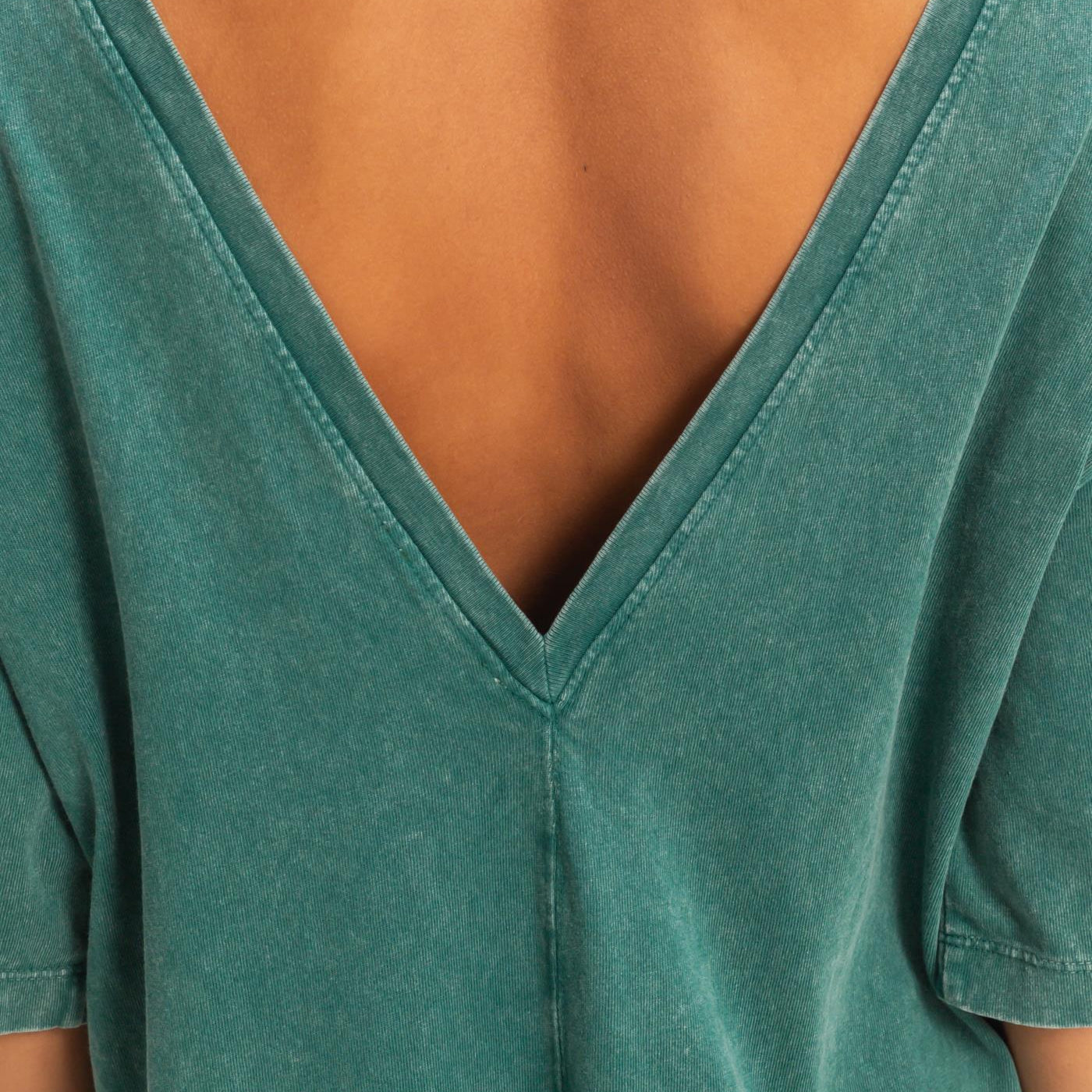 Wholesale Mineral Washed V-Back Romper Clothing DZ26A326 DARK TEAL HYFVE