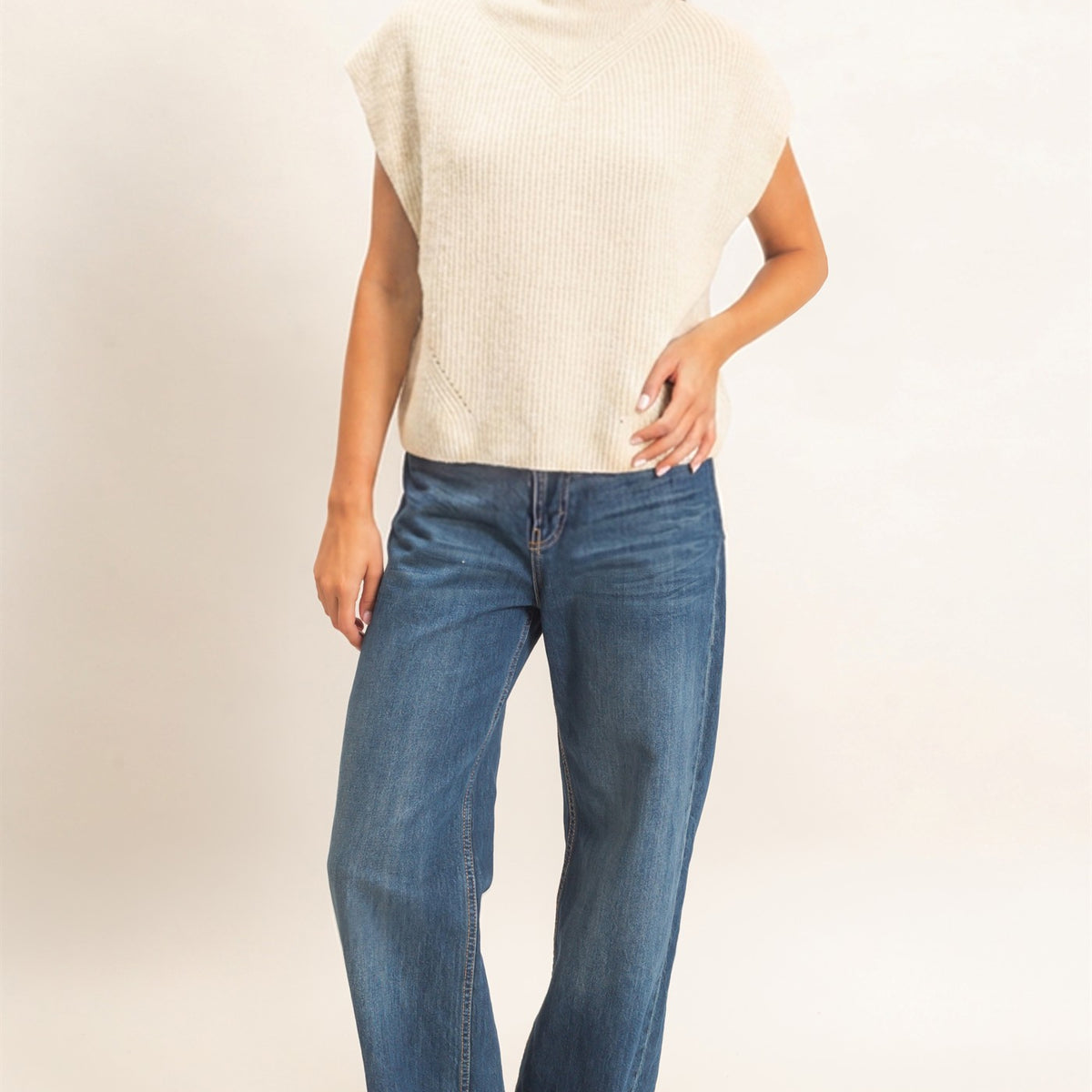 Wholesale Sleeveless High Neck Sweater Sweaters DZ26E295 ALPACA DOUBLE ZERO
