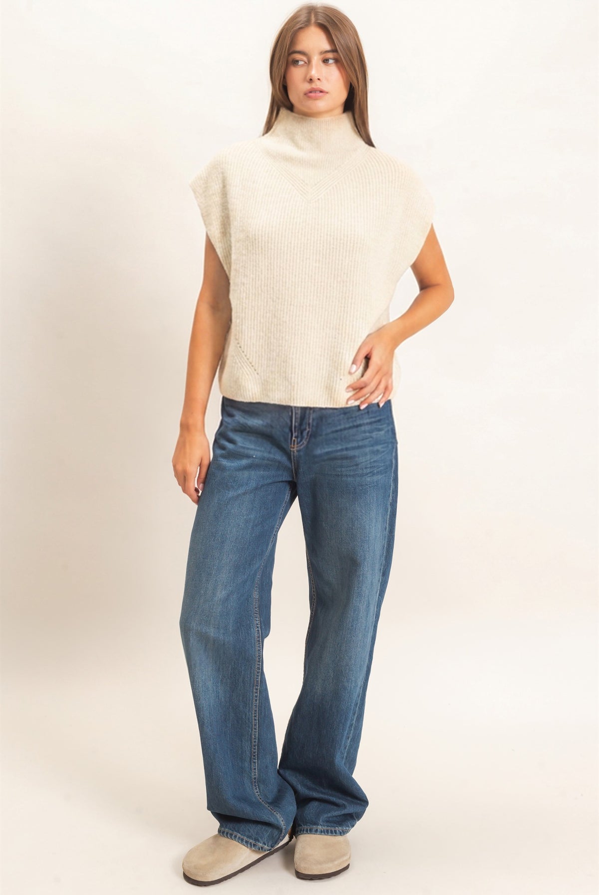 Wholesale Sleeveless High Neck Sweater Sweaters DZ26E295 ALPACA DOUBLE ZERO