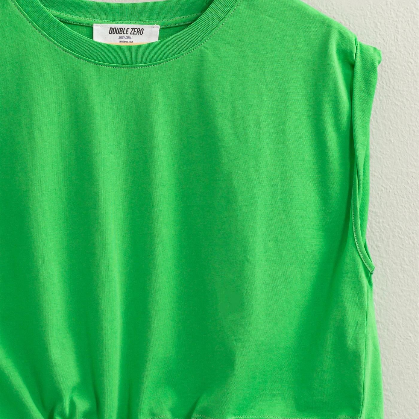 Wholesale Drawstring Hem Crop Top Clothing Tops DZ23E153 GREEN DOUBLE ZERO