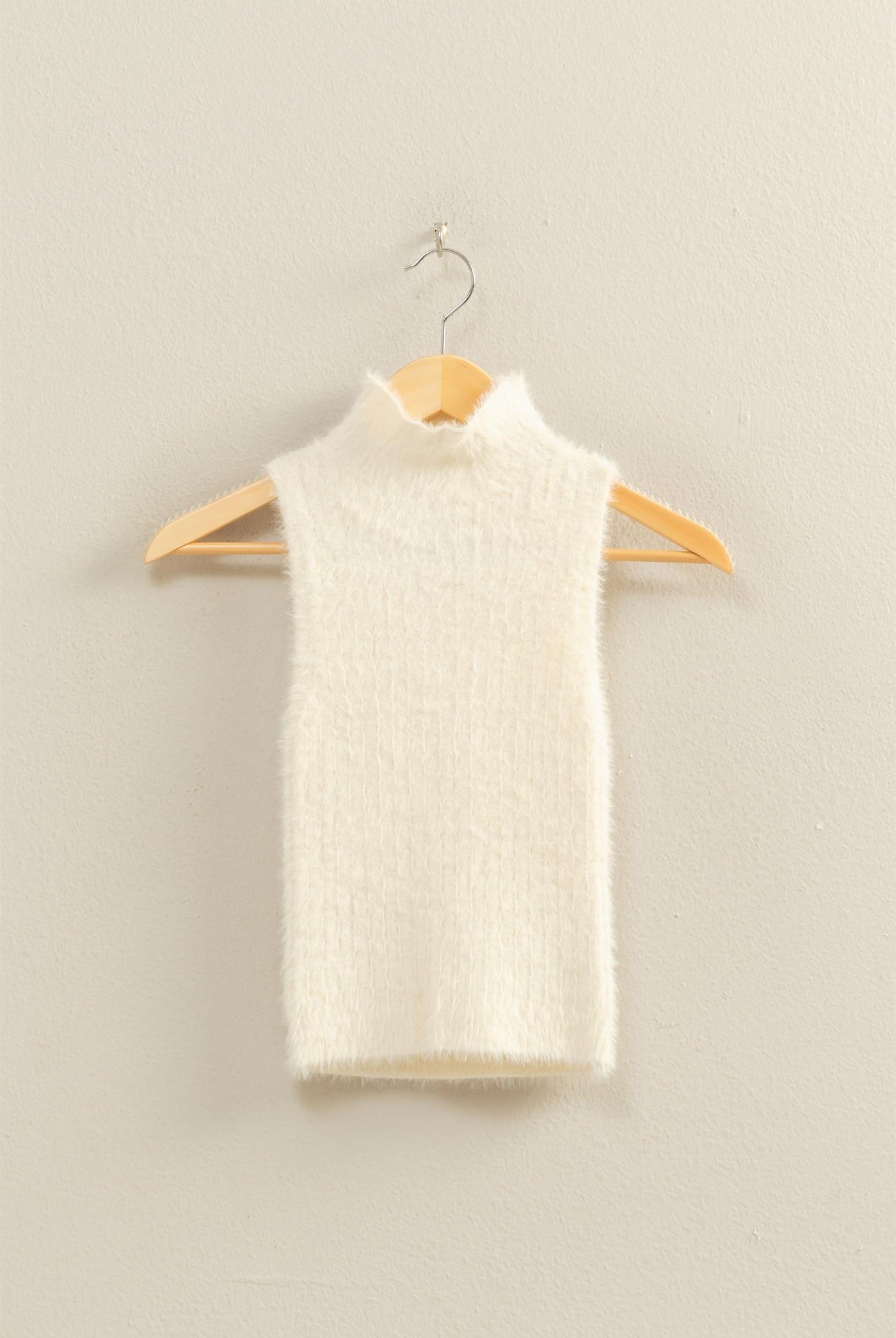 Wholesale Ribbed Sleeveless High Neck Knit Top Clothing Tops DZ25F113 OFF WHITE HYFVE