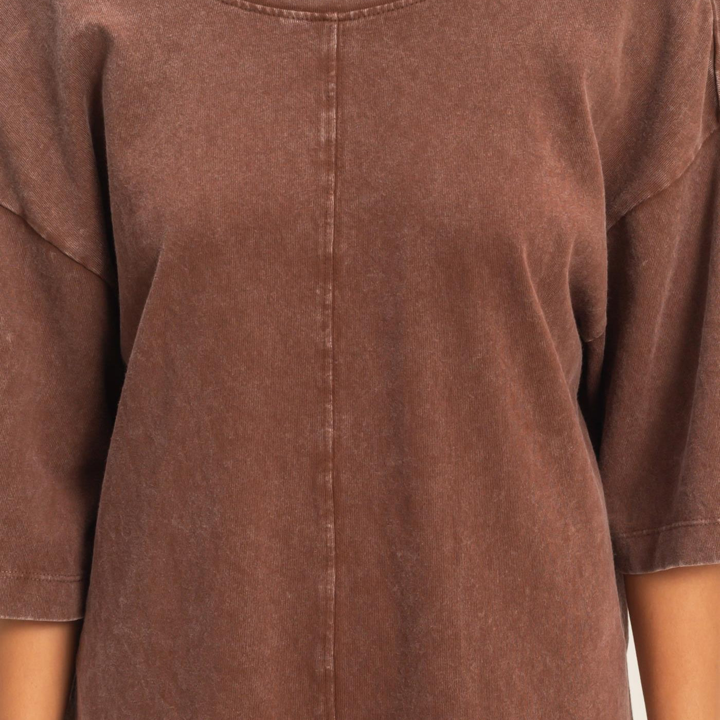 Wholesale Mineral Washed V-Back Romper Clothing DZ26A326 CHOCOLATE HYFVE