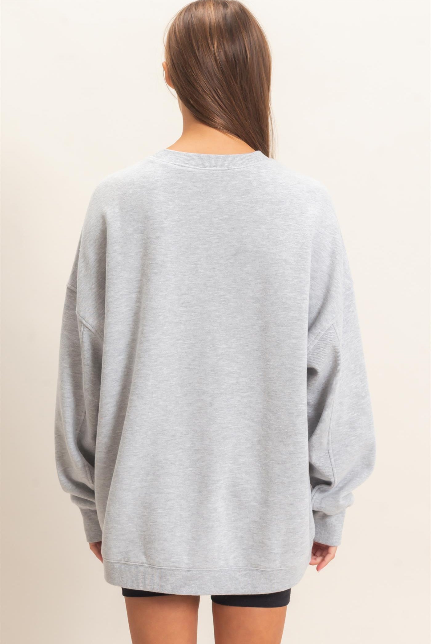 Wholesale Acid Wash Crew Neck Long Sleeve Sweatshirt Sweatshirts DZ26E268 HEATHER GRAY DOUBLE ZERO