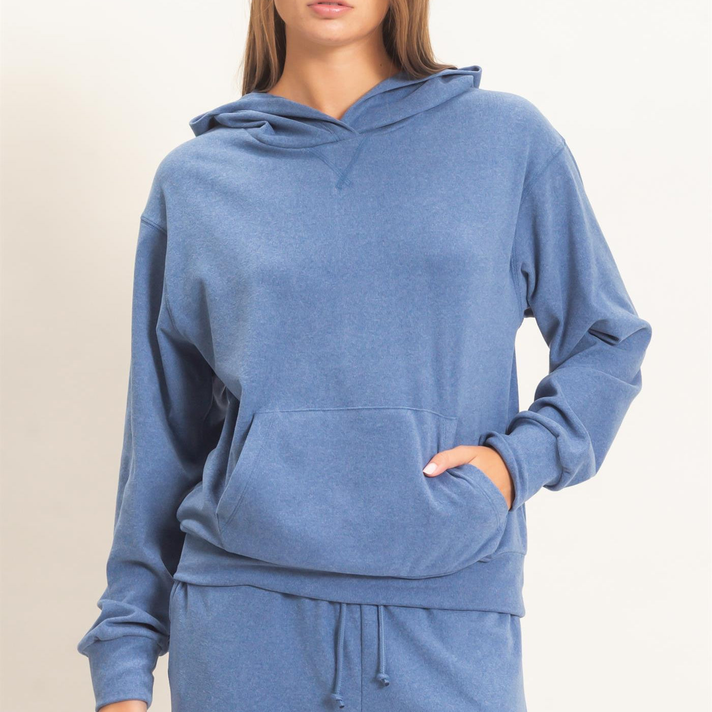 Wholesale Long Sleeve Hoodie With Kangaroo Pocket Hoodies DZ26F276 NAVY DOUBLE ZERO
