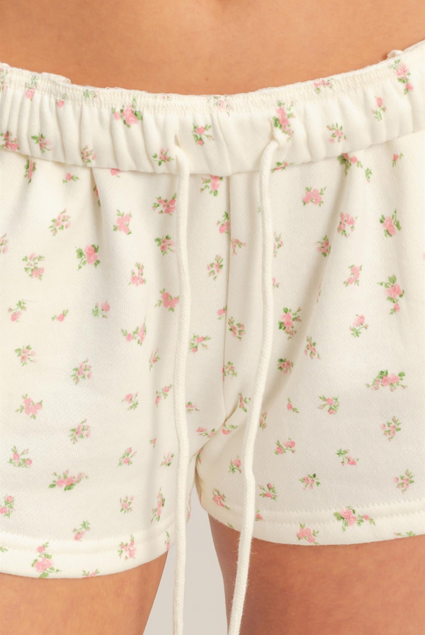 Wholesale Ditsy Floral French Terry Shorts Shorts DZ26C391 PINK DOUBLE ZERO