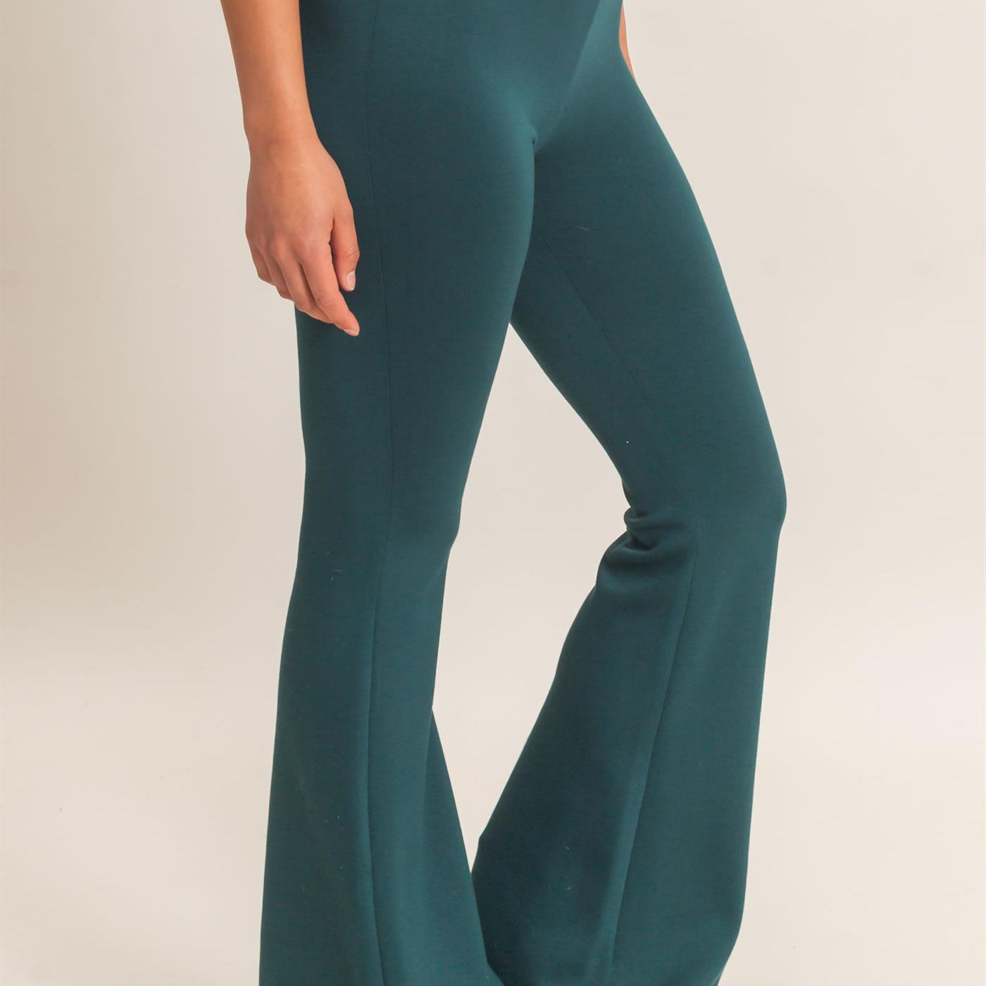 Wholesale Flared Elastic Waist Pants Pants DZ26E393 DEEP GREEN DOUBLE ZERO