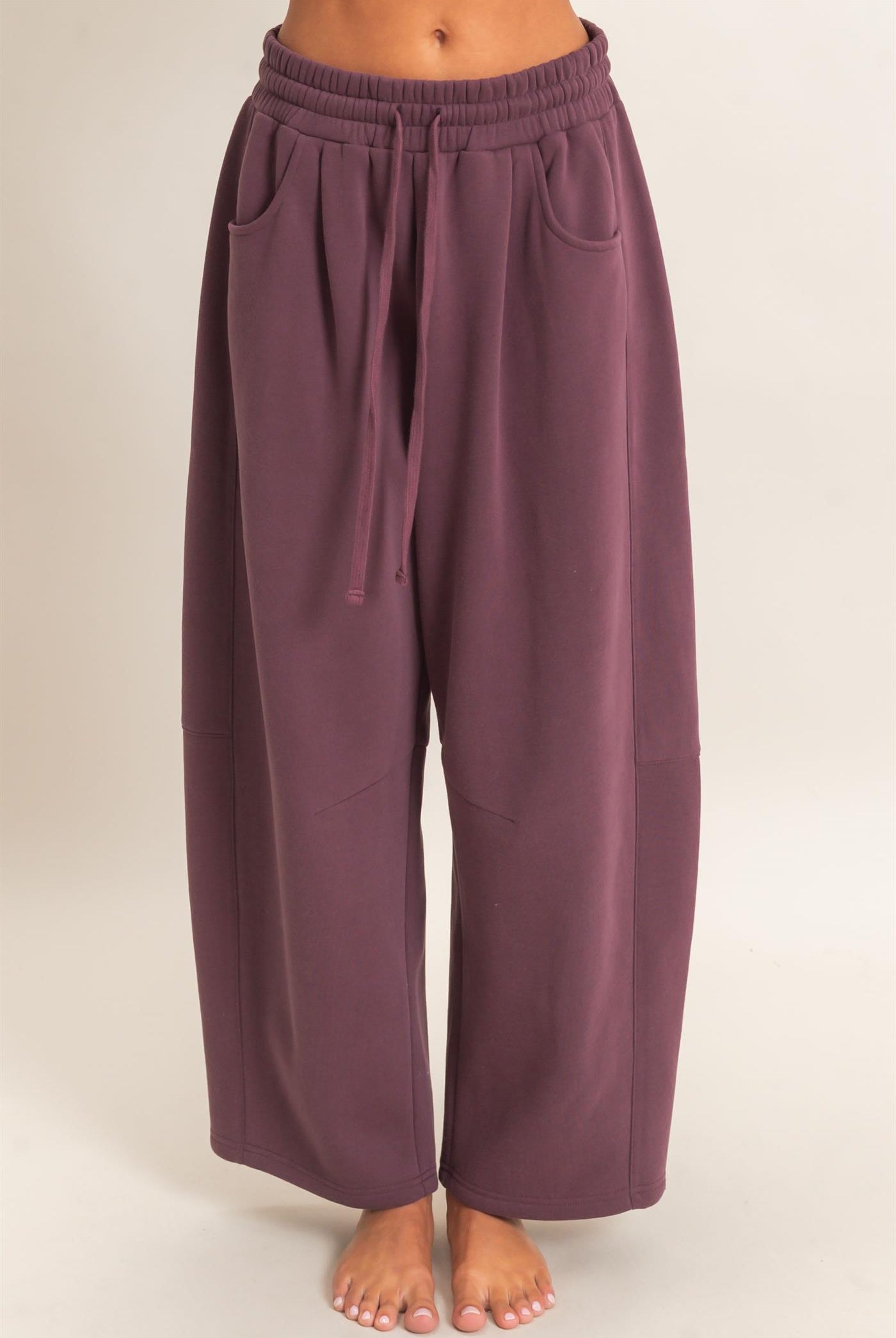Wholesale Drawstring Waist Barrel Sweatpants Pants DZ26E290 COCOA DOUBLE ZERO