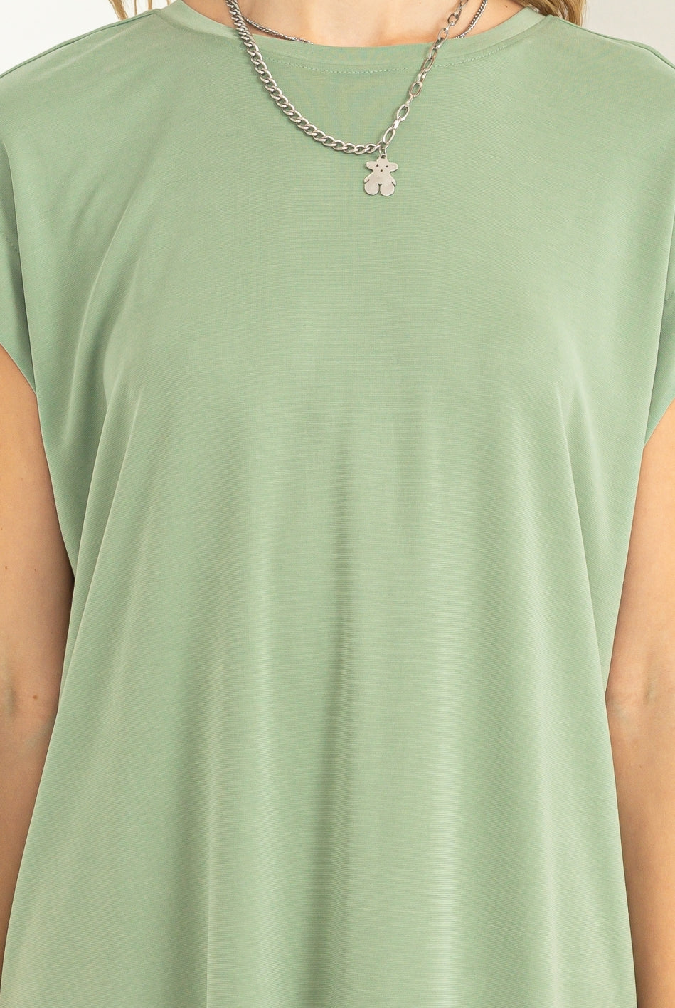 Wholesale Lazy Day Dolman Short Sleeves Midi Dress Dresses DZ23A795 MATTE OLIVE DOUBLE ZERO