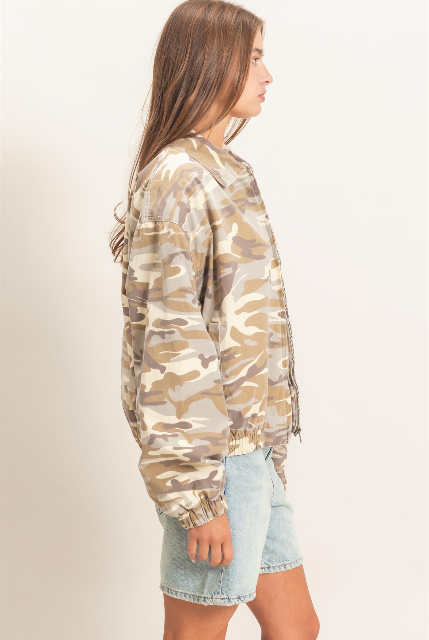 Wholesale Camouflage Zip-Up Jacket Coats & Jackets DZ26E398 STONE DOUBLE ZERO