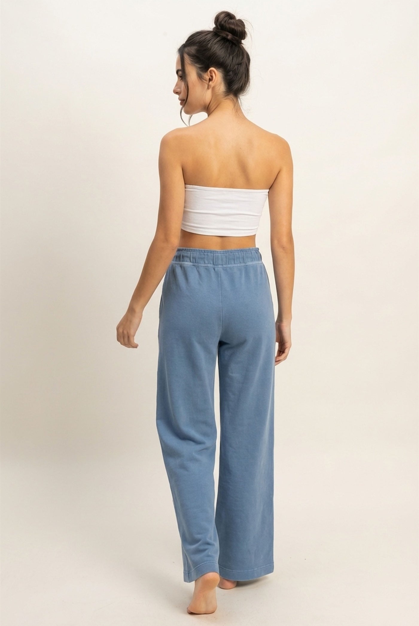 Wholesale High Waist Flare Pants Pants DZ24C346-D GRAY BLUE DOUBLE ZERO